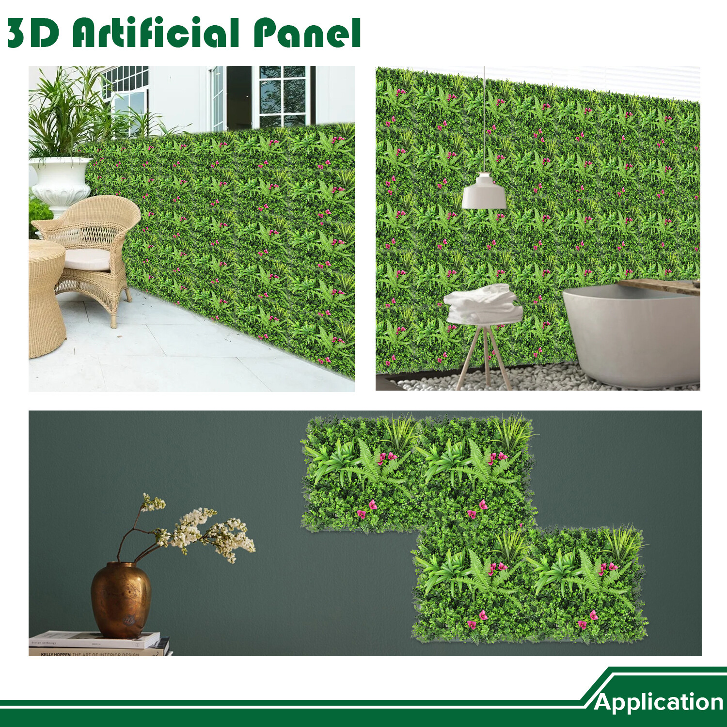20″ Artificial Grass Mats 3D Mixed Plant Wall Hedge Decor For Home Festival #12
