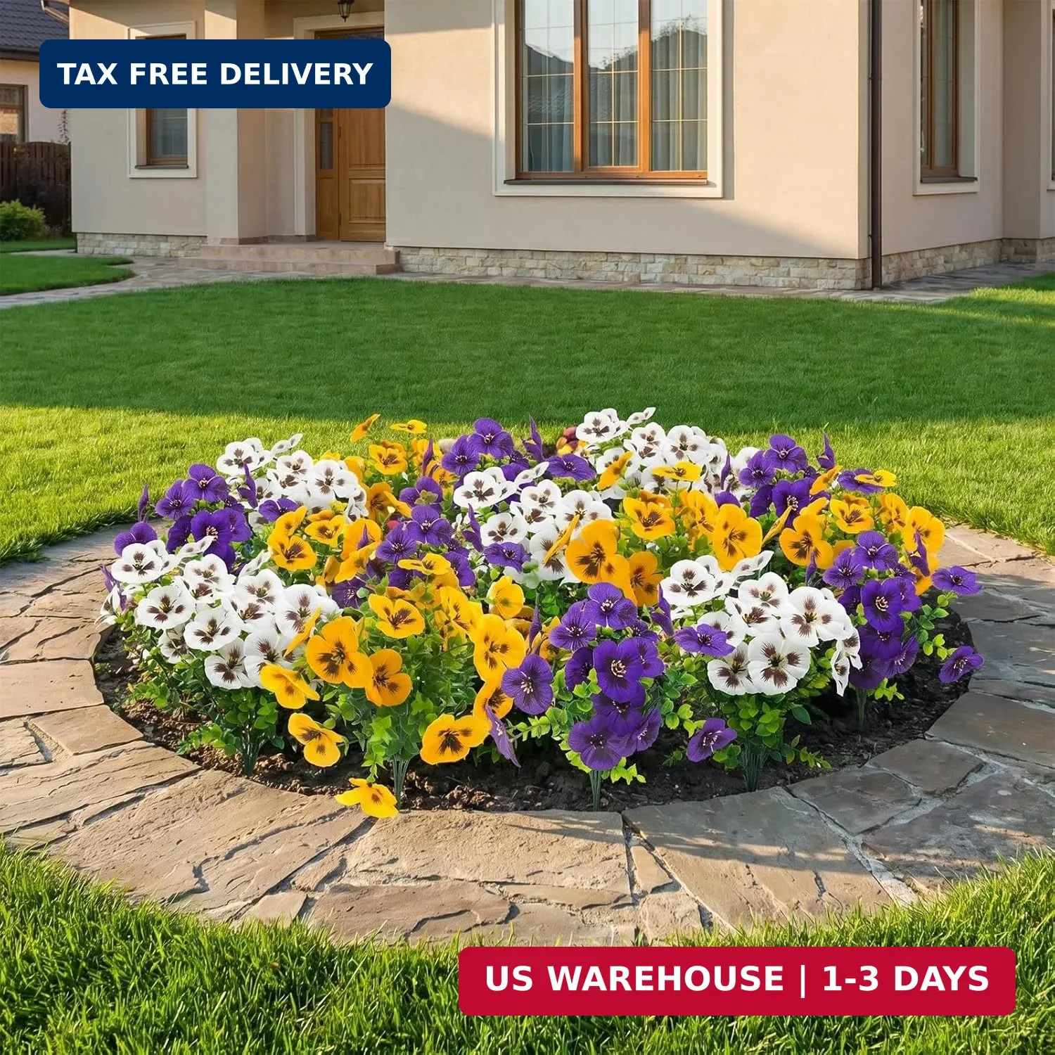 Rowfad 18 Pcs Artificial Fake Pansy Flowers for Outdoor, Faux Silk Pansies Sprin