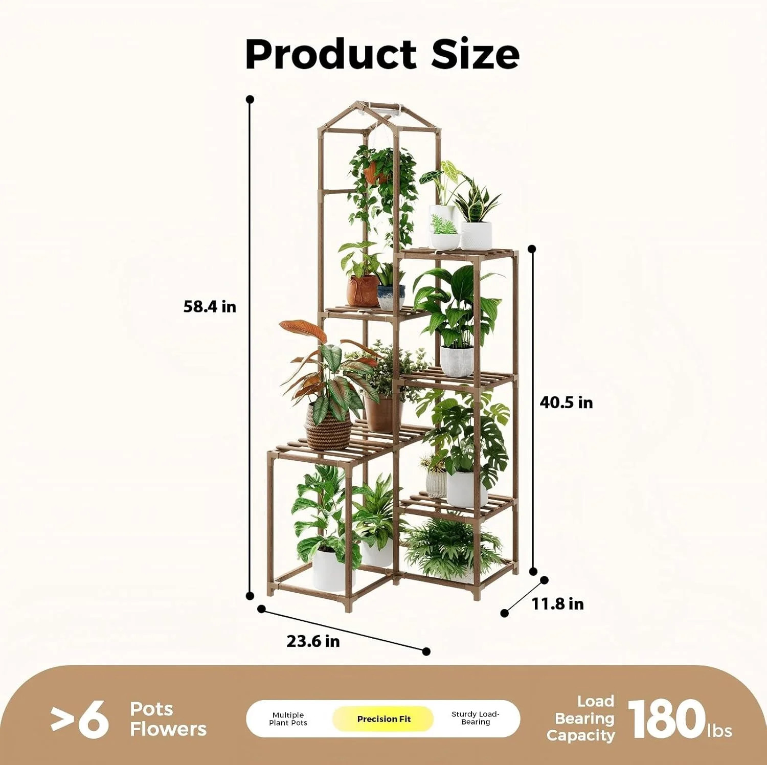 Bamworld Tall Corner Plant Stands with Grow Lights Indoor Outdoor Plant Shelves