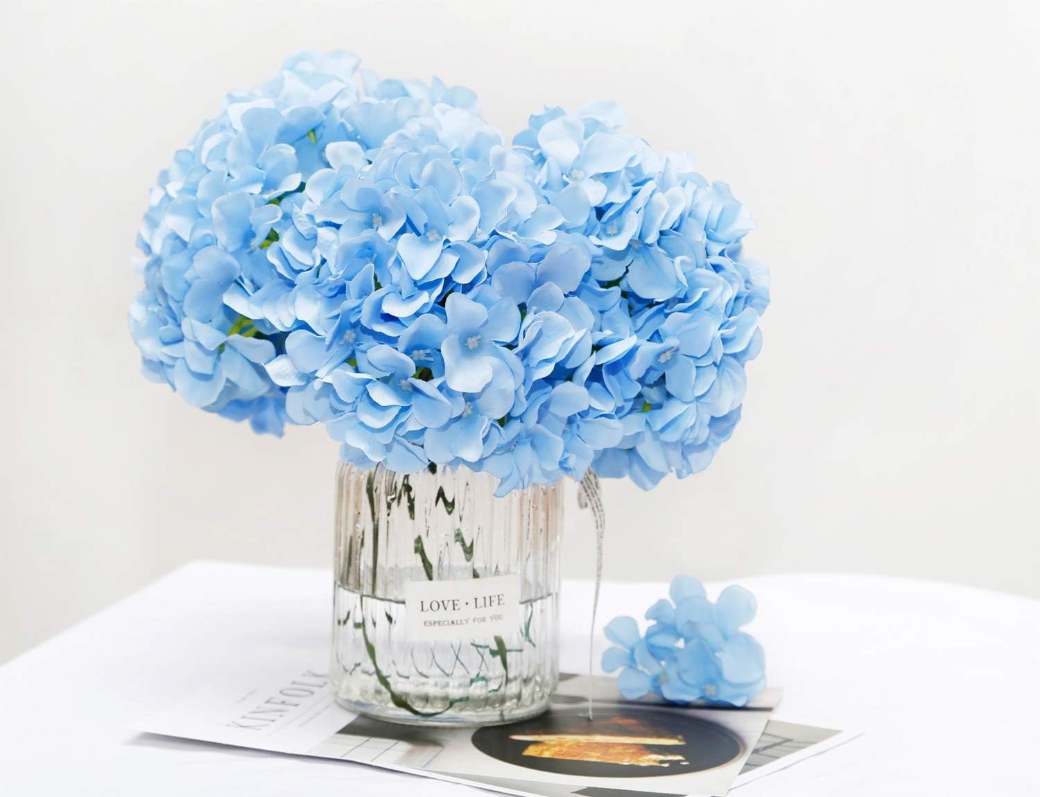 Stunning 6-Pack Blue Silk Hydrangeas – Ideal for Weddings, Homes, and Events