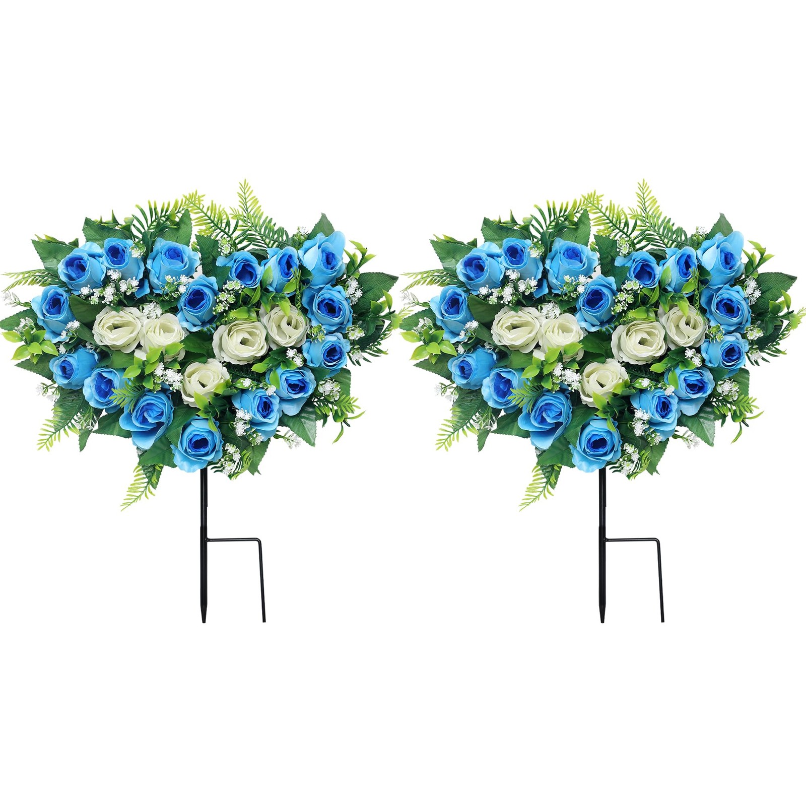 Lodou 2 Sets Artificial Cemetery Flowers, Grave Memorial Flowers with Ground …