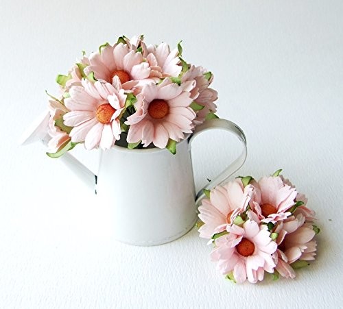 30 PCS Pink Daisy Artificial Mulberry Paper Flower Wedding Scrapbook