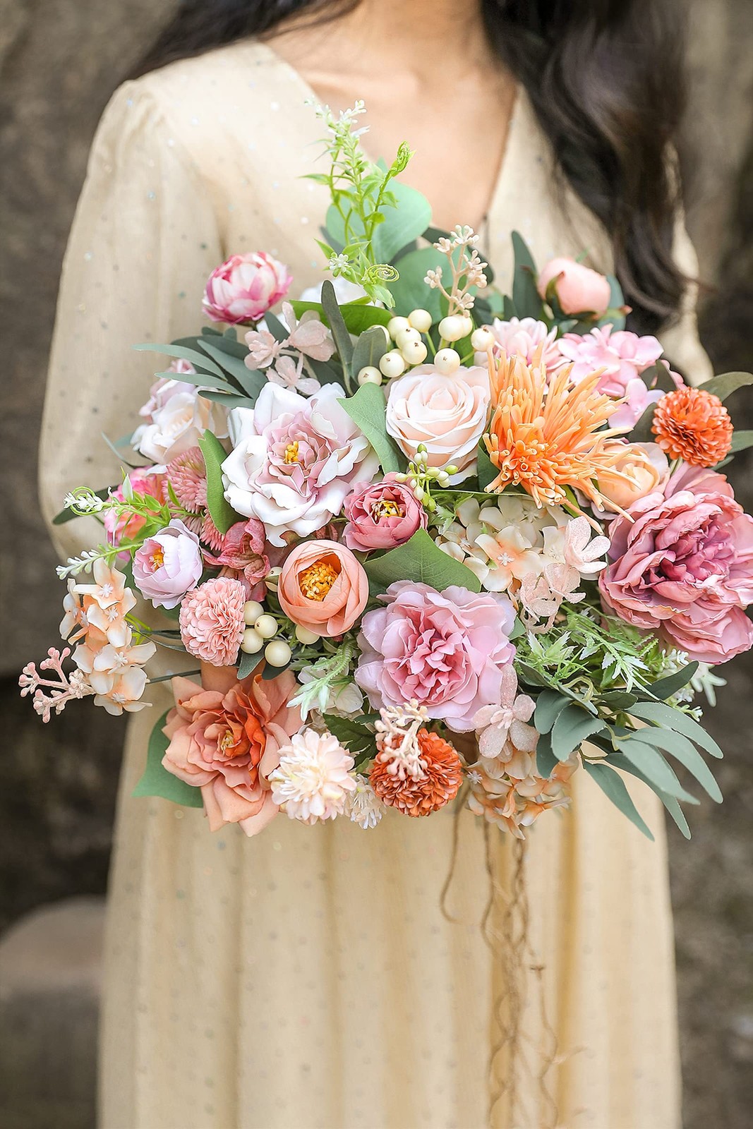 Artificial Flowers Combo Set Fake Flower Leaf with Stems for DIY Wedding Bouq…