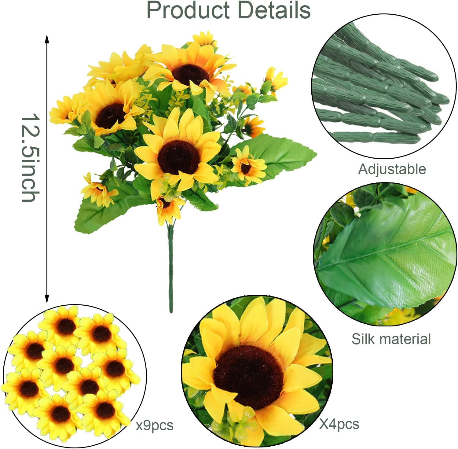 20 Pack Faux Sunflowers for Wedding, Home, Kitchen & Birthday Decor