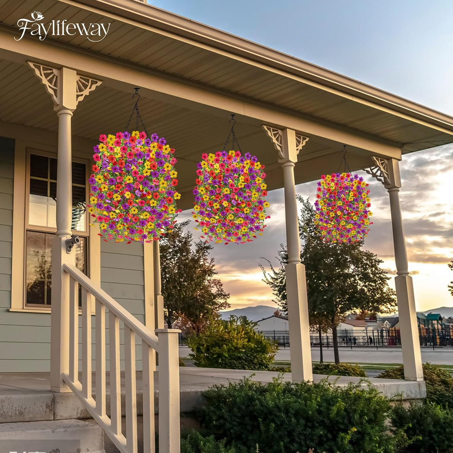 UV Resistant Artificial Hanging Flowers – 8PCS Spring Decor for Indoors & Outdoo