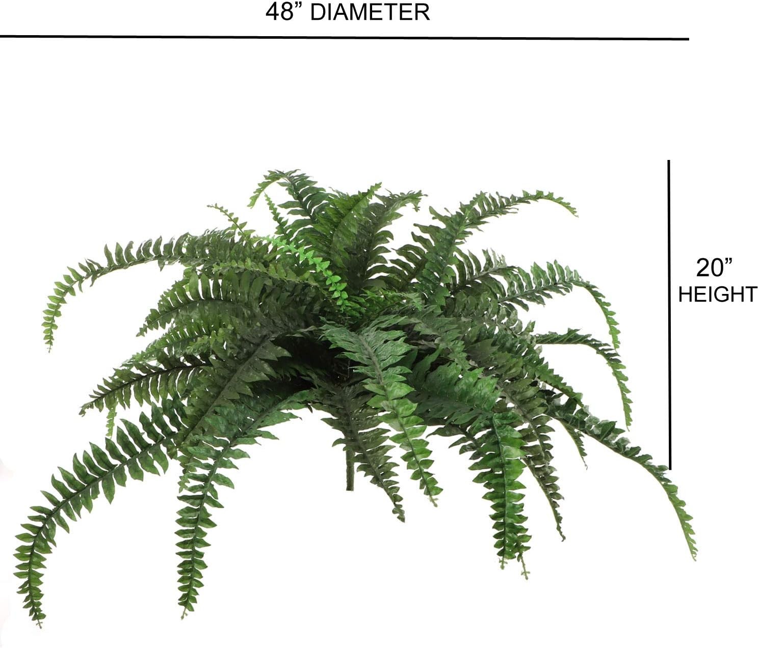 48-Inch Boston Fern Artificial Plants – Set of 6 Silk Ferns 48 Fronds Each Pack