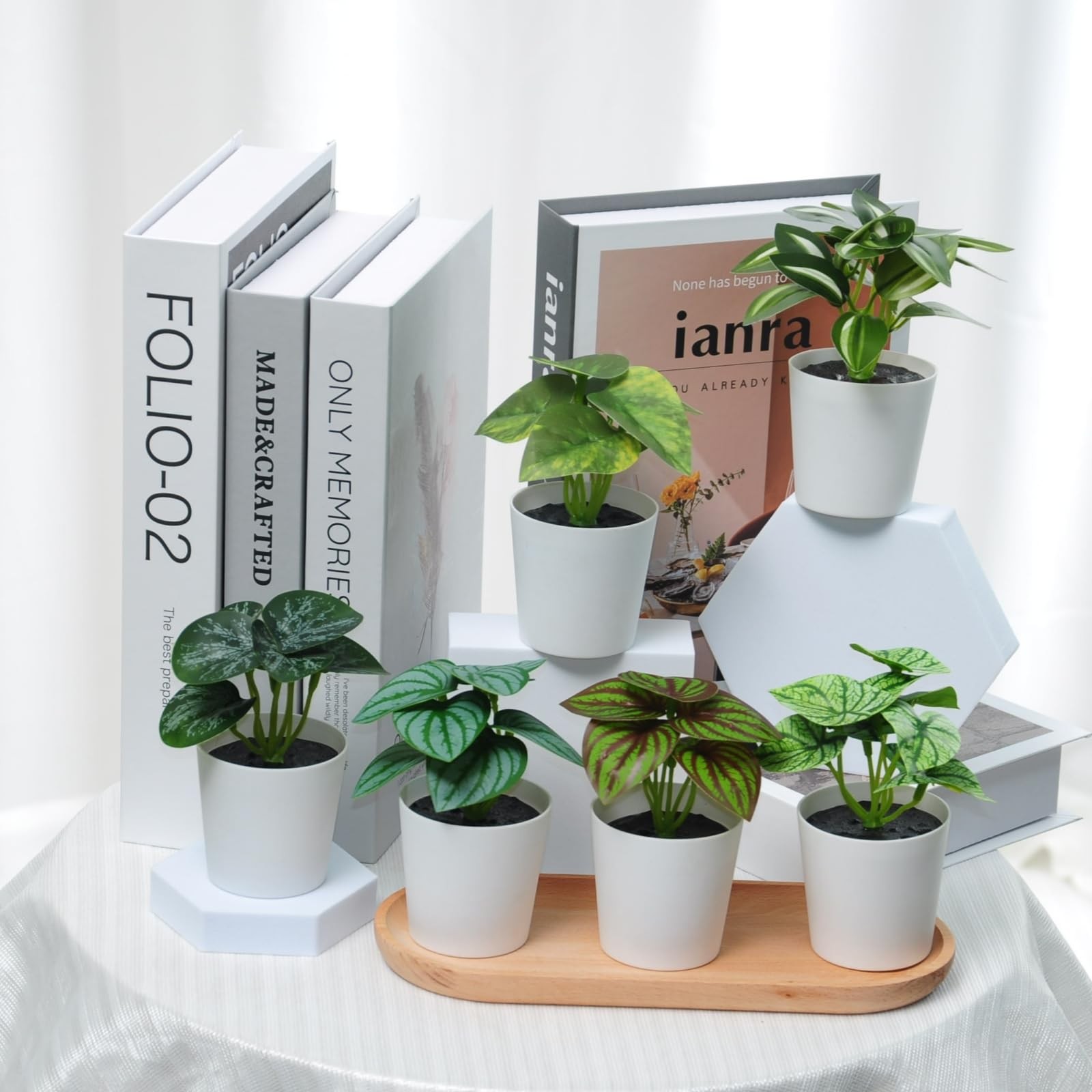 Artificial Small Plants in Pot Fake Mini Potted Greenery Home Decoration