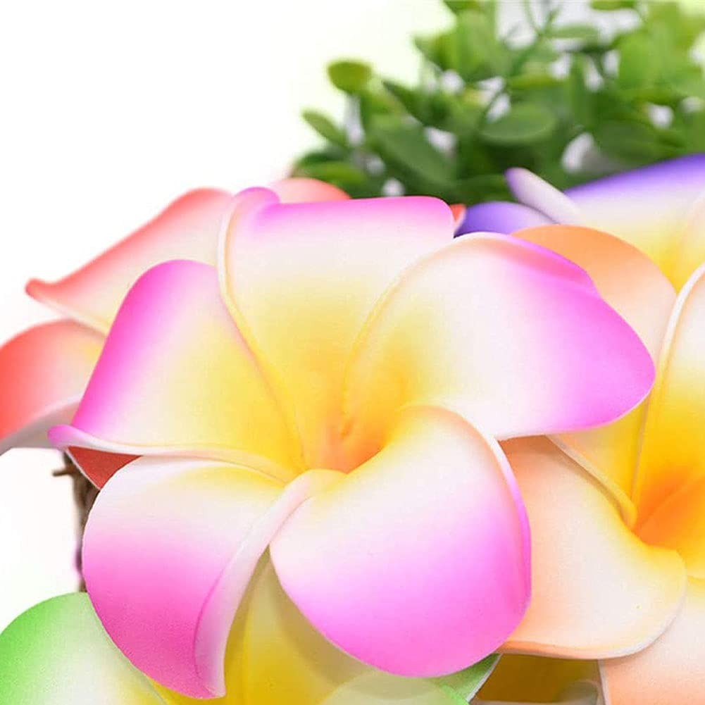 50Pcs 2.4Inch Artificial Foam Plumeria Rubra Hawaii Frangipani Beach Flower P…