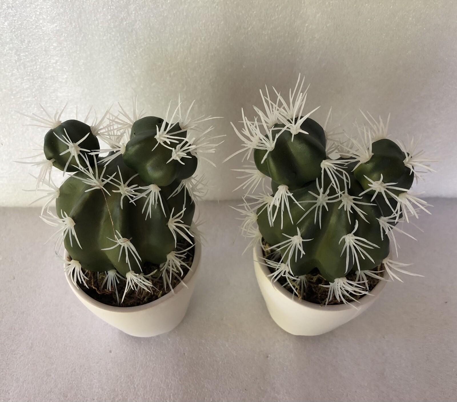 Set of 2 Faux Cactus Artificial Plants in Ceramic Pots 7″ Tall
