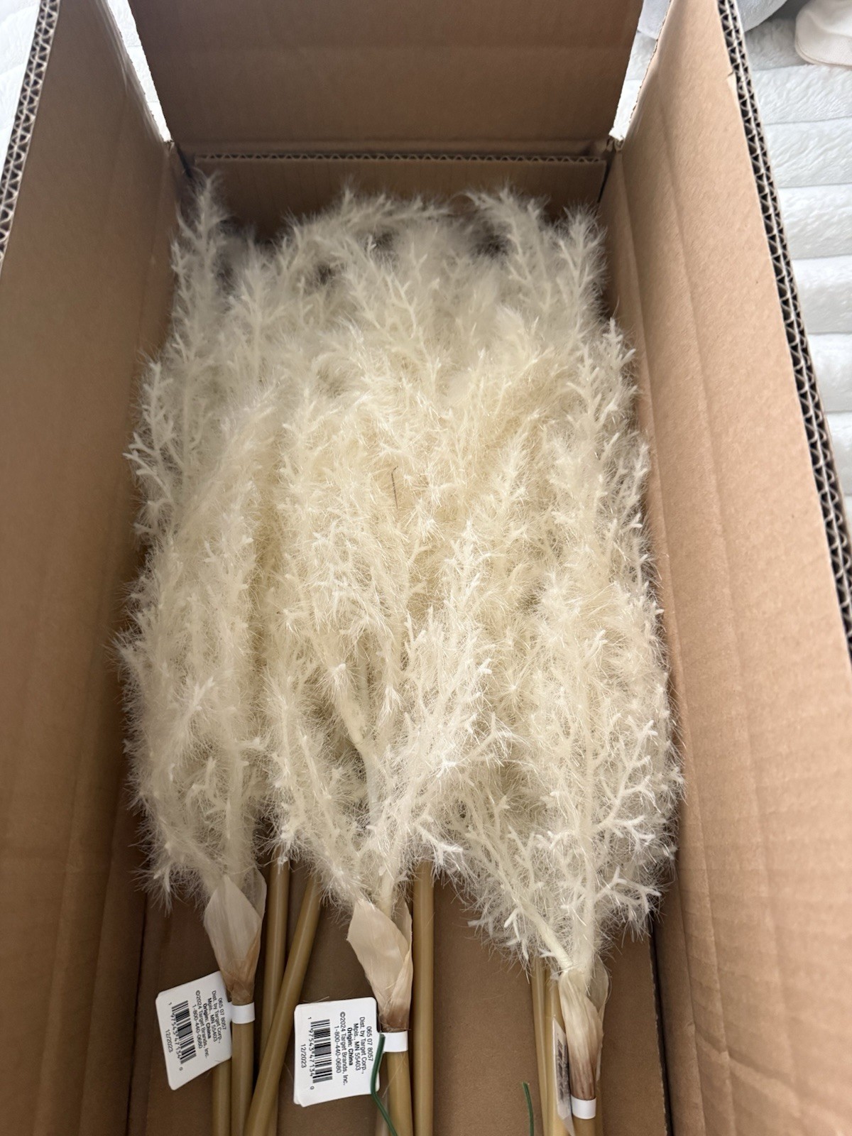 12- Threshold Artificial White Pampas Grass Stem Twig 34 in Plastic Floral Decor
