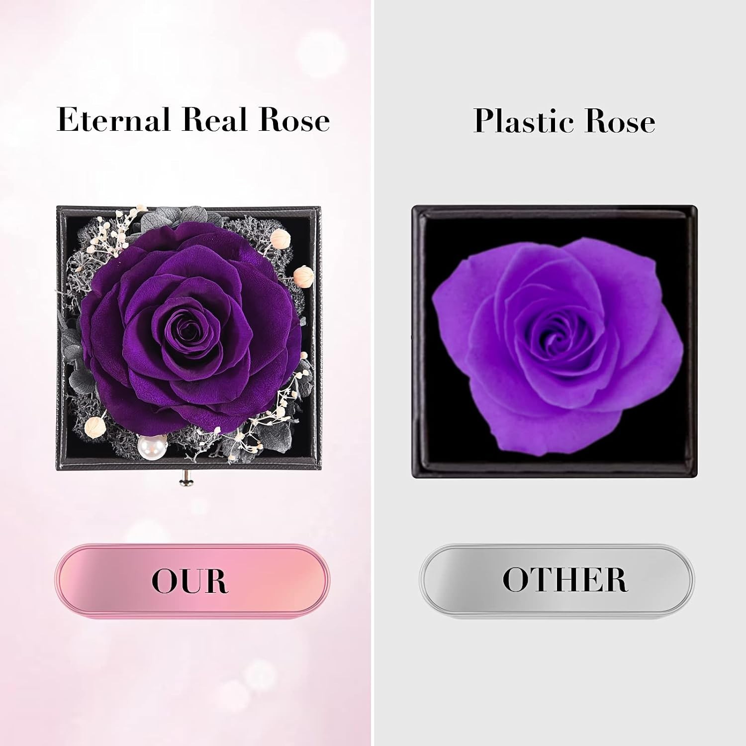 Handmade Preserved Rose and Necklace Set for Birthday and Anniversary Gifts
