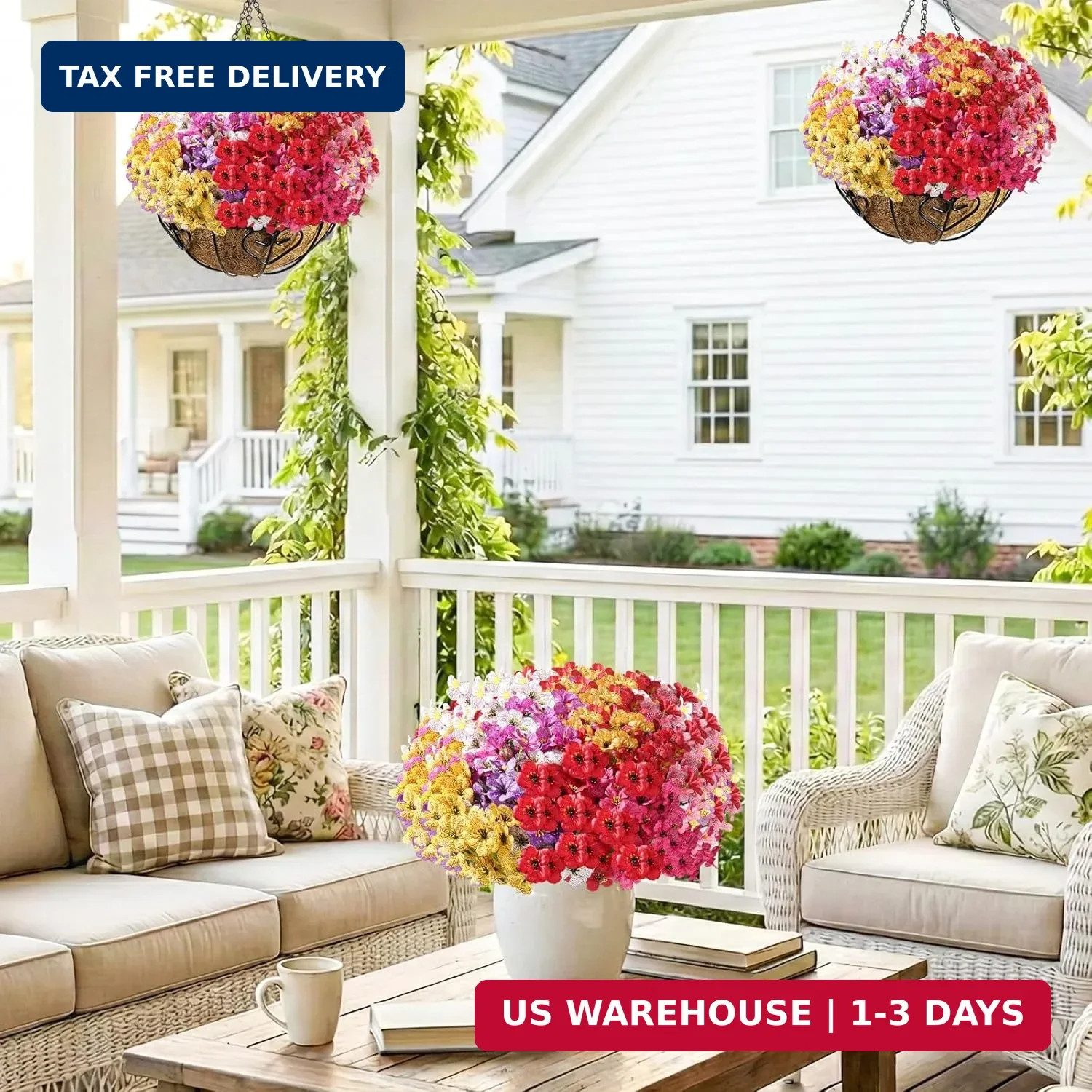 Powbrace 22 Pack Artificial Flowers for Outdoor Indoor Fake Plants, Faux Silk Fl