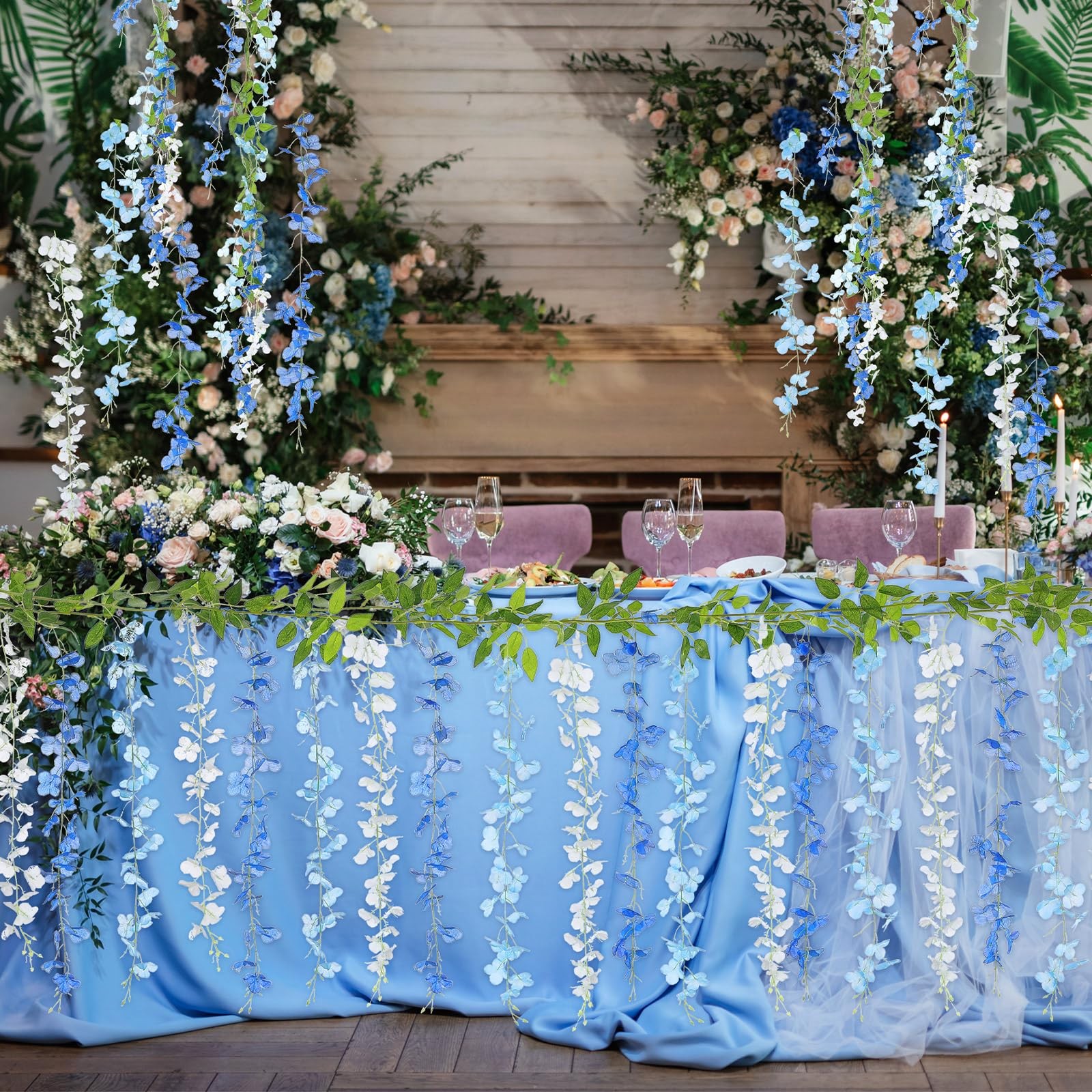 8pcs Wisteria Artificial Flowers Garland, 7.2Ft/Piece Wisteria Hanging Flower…