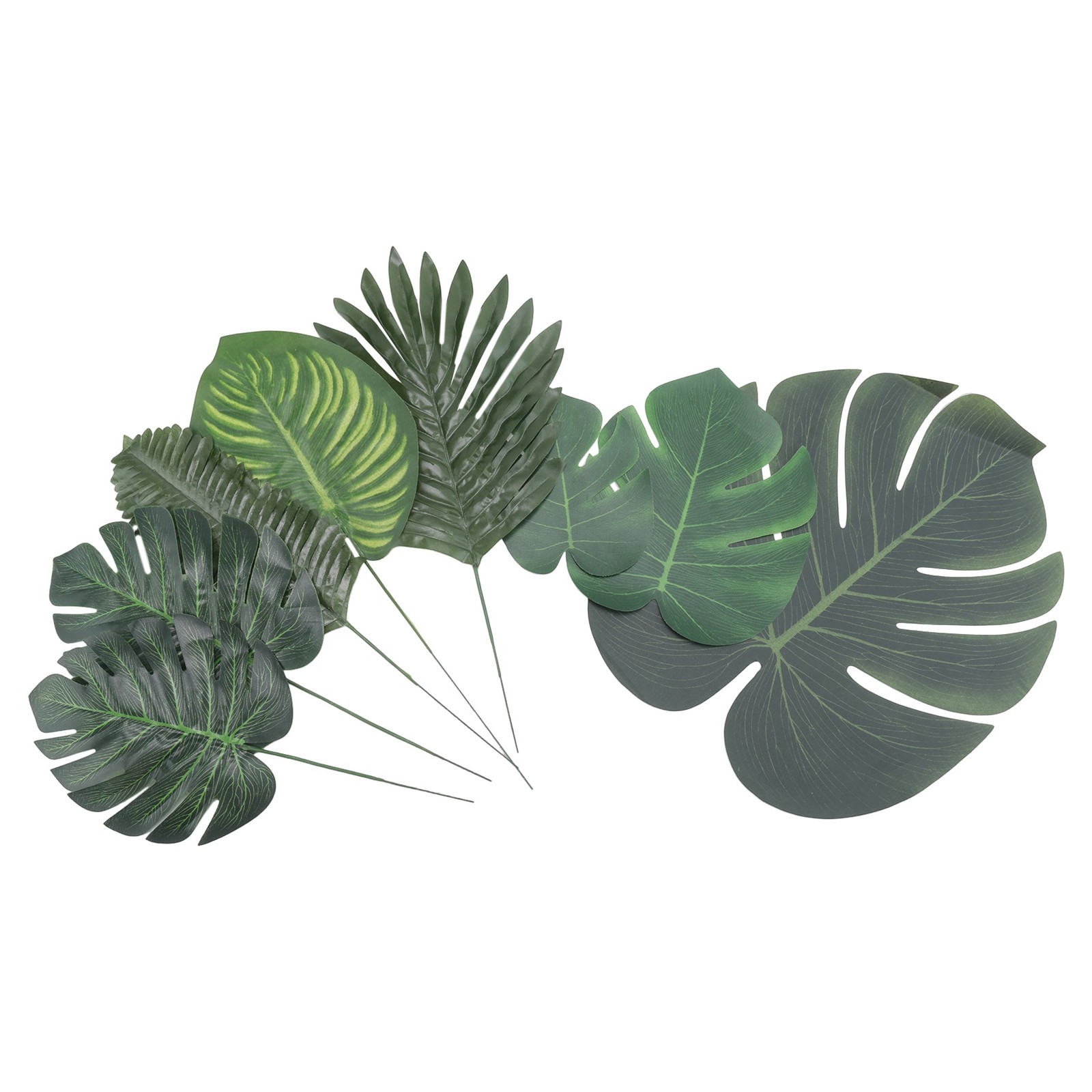 3X(88 Pieces Palm Jungle Leaves 8 Kinds Faux Tropical Monstera Leaves with6542