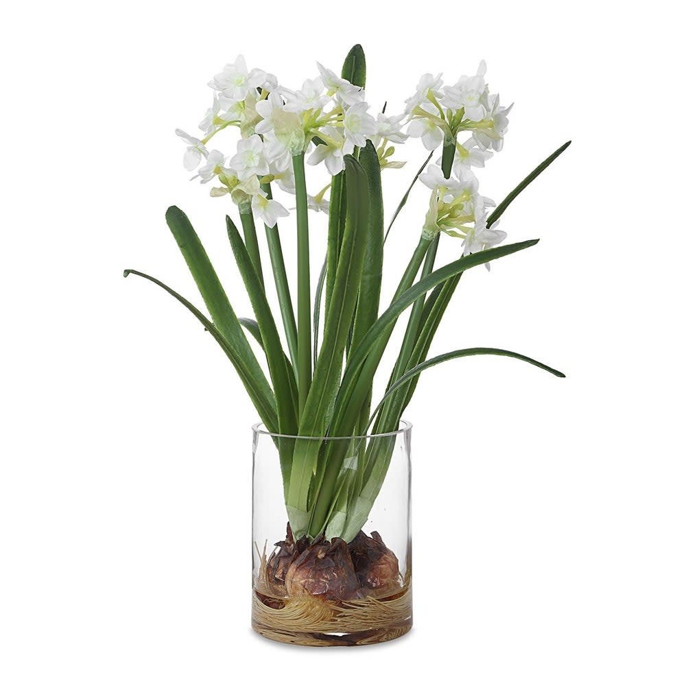 Uttermost 60228 Lacey Daffodil 17″ Tall Glass Faux Flora Planter – Clear