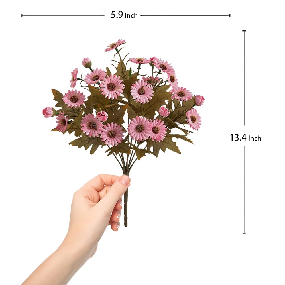 5 Pcs Pink Simulation Daisy Flowers Bouquets 100 Silk Flowers Lifelike