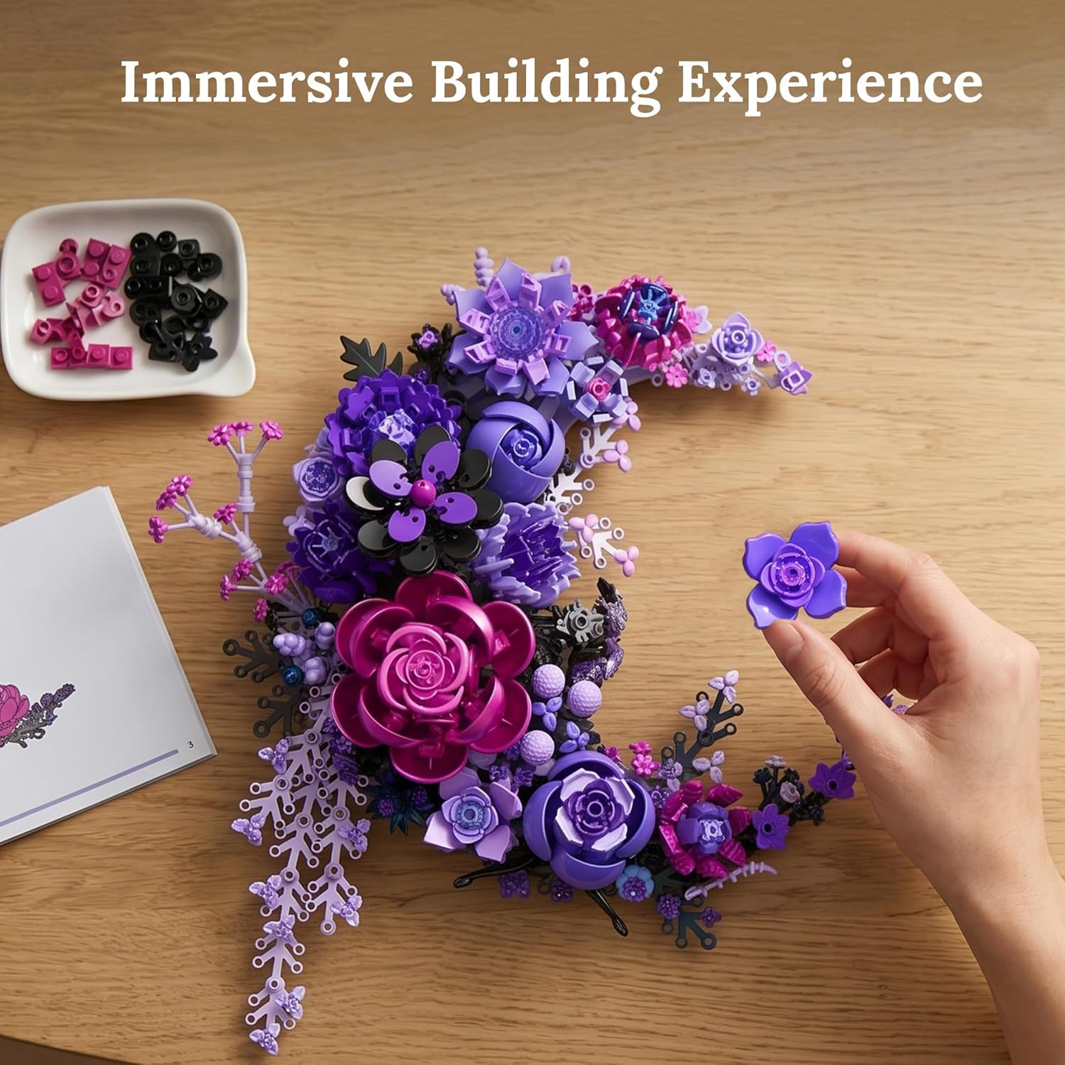 Purple Moon Flower Building Set, Botanical Collection Artificial Flowers Buildin