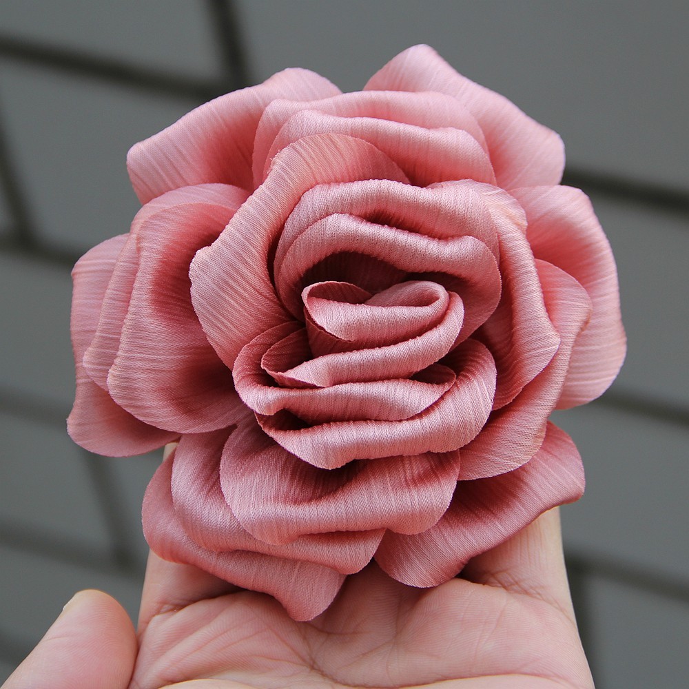 10cm Fashion Handmade Fabric Rose Flower for Women Accessories Wedding Party