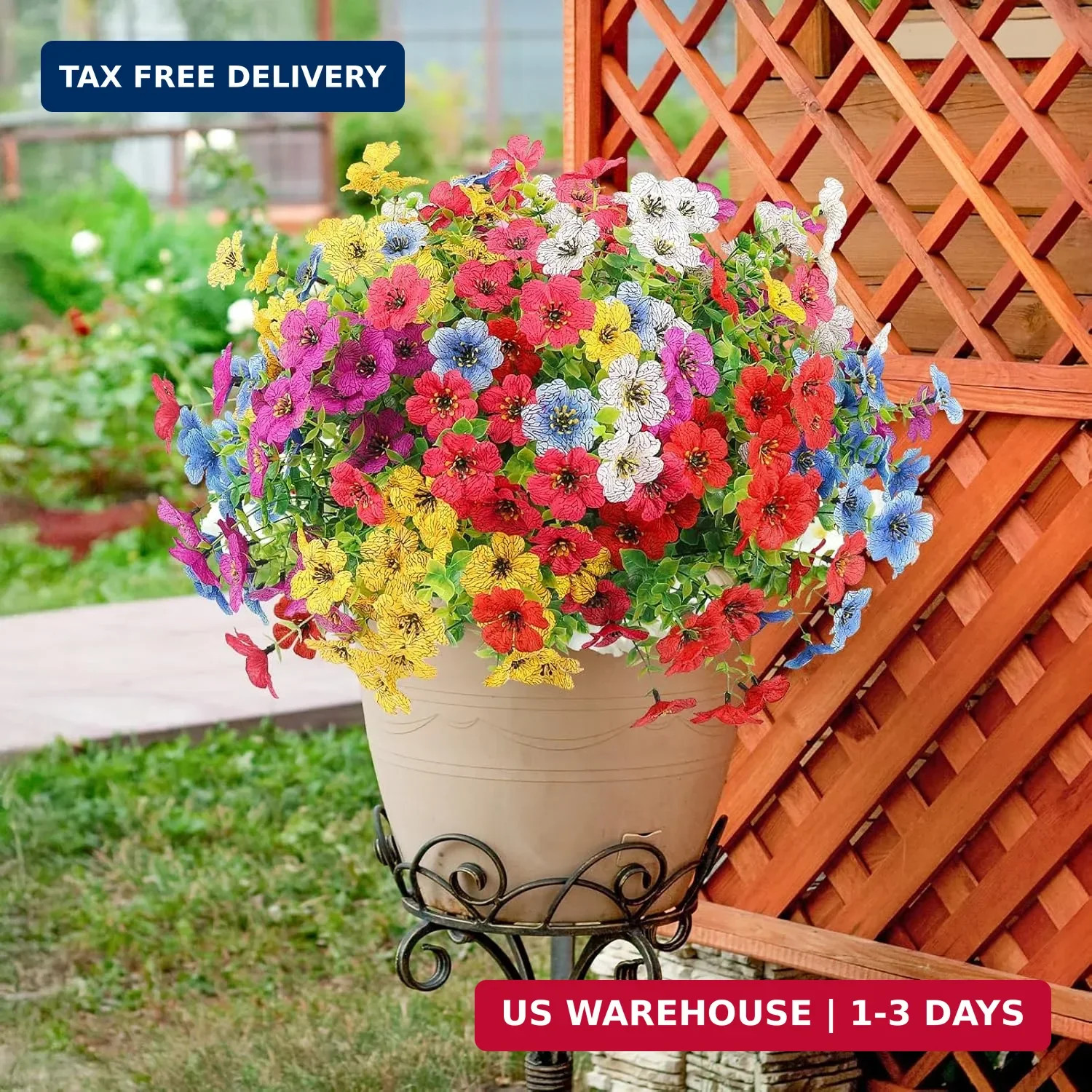 ATTGREAT Artificial Flowers Outdoors Faux Plants UV Resistant Fake Flowers Daisy