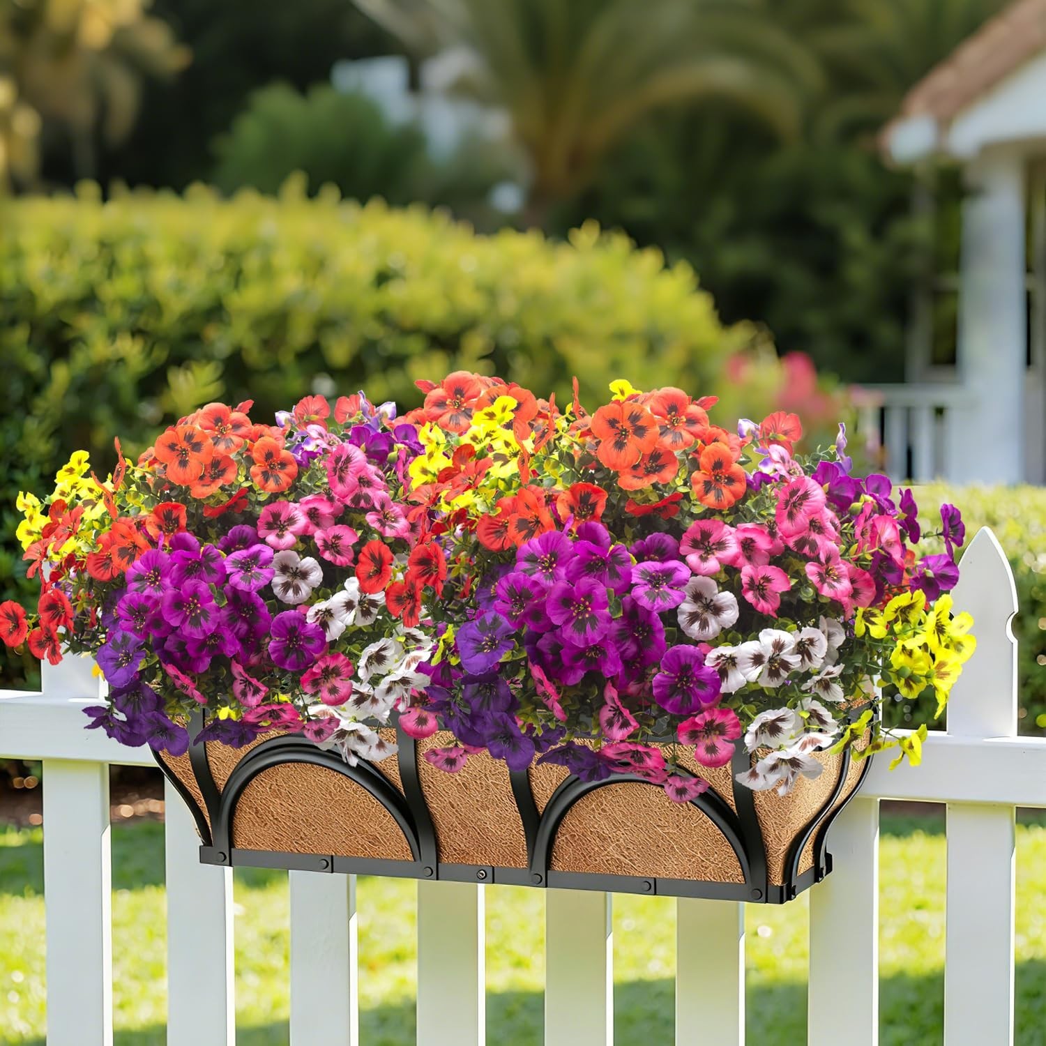 16 Bundles UV Resistant Artificial Pansy Flowers – 8 Colors Faux Silk for Home D