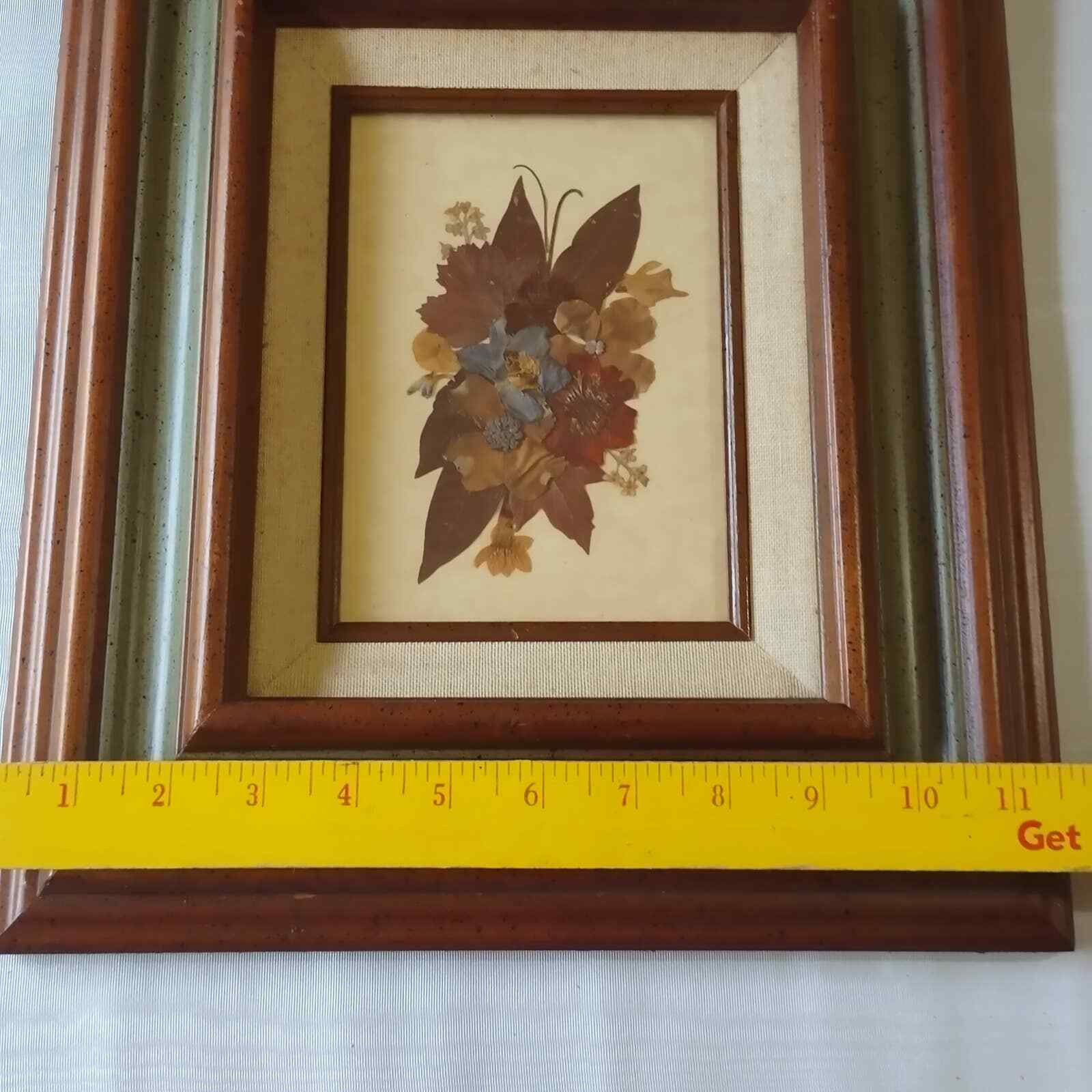 Dried Wild Flowers Dogwood Leaves Naturalistic Green Brown Framed Picture