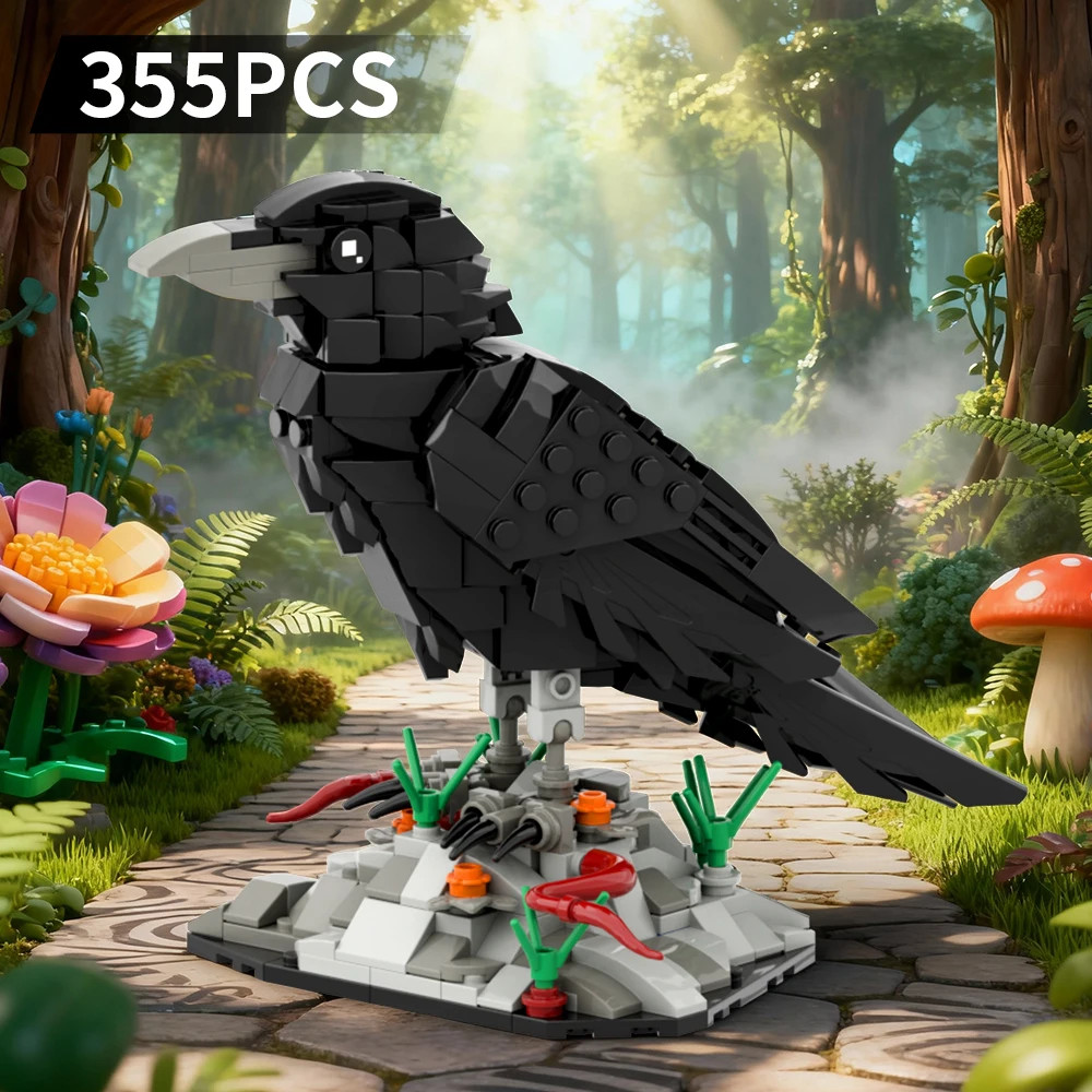 Raven Skull Roses Flower Building Blocks Set , Skull Planter Botanical Collectio