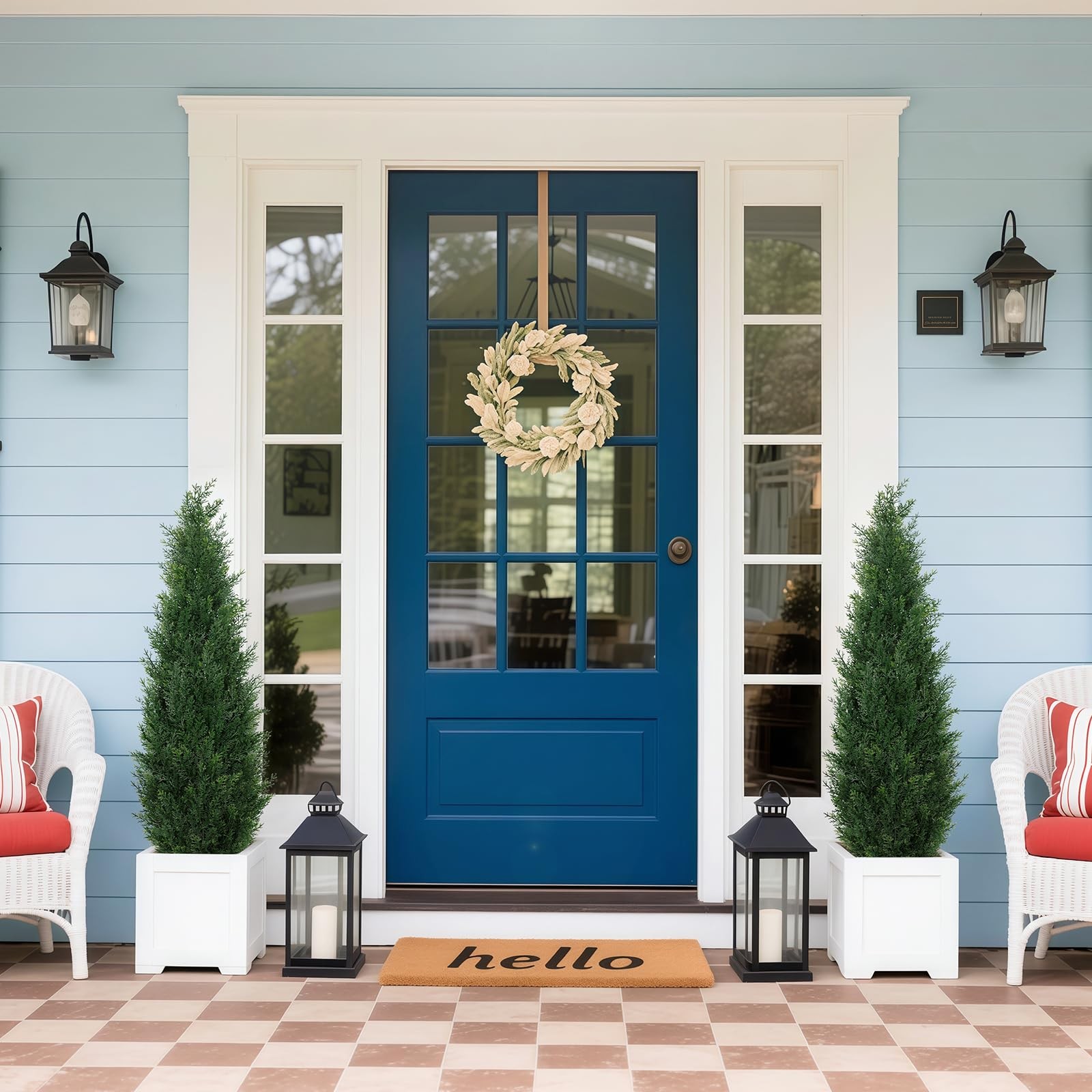 3FT Artificial Cedar Topiary Trees for Outdoors, UV Resistant Fake Cypress Sh…