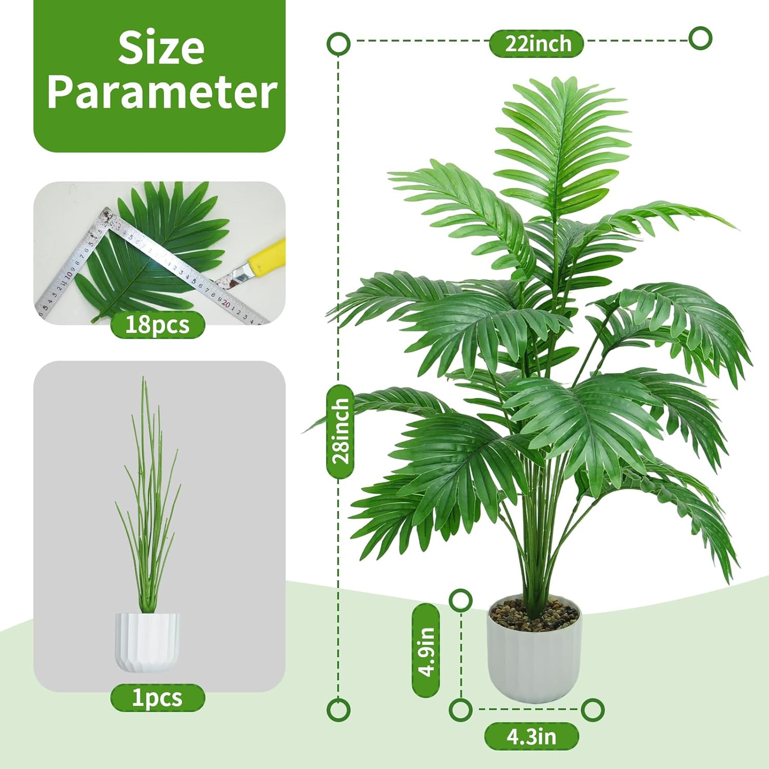 28“ Fake Plant Large Artificial Plam Tree for Indoor Room Decor,Faux Potted Plan