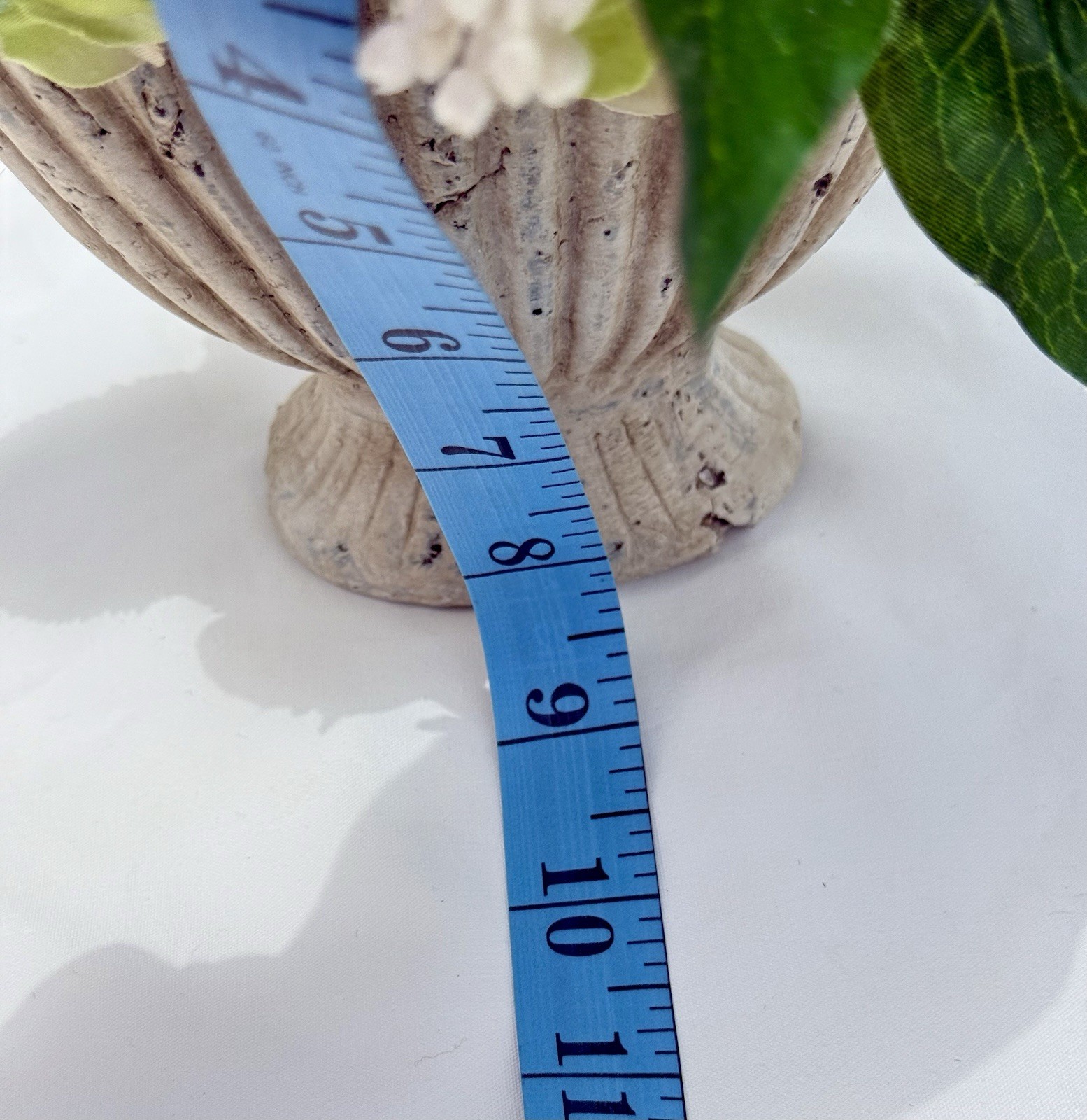 Faux Flower Arrangement in Fluted Urn Vase Cottage Decor