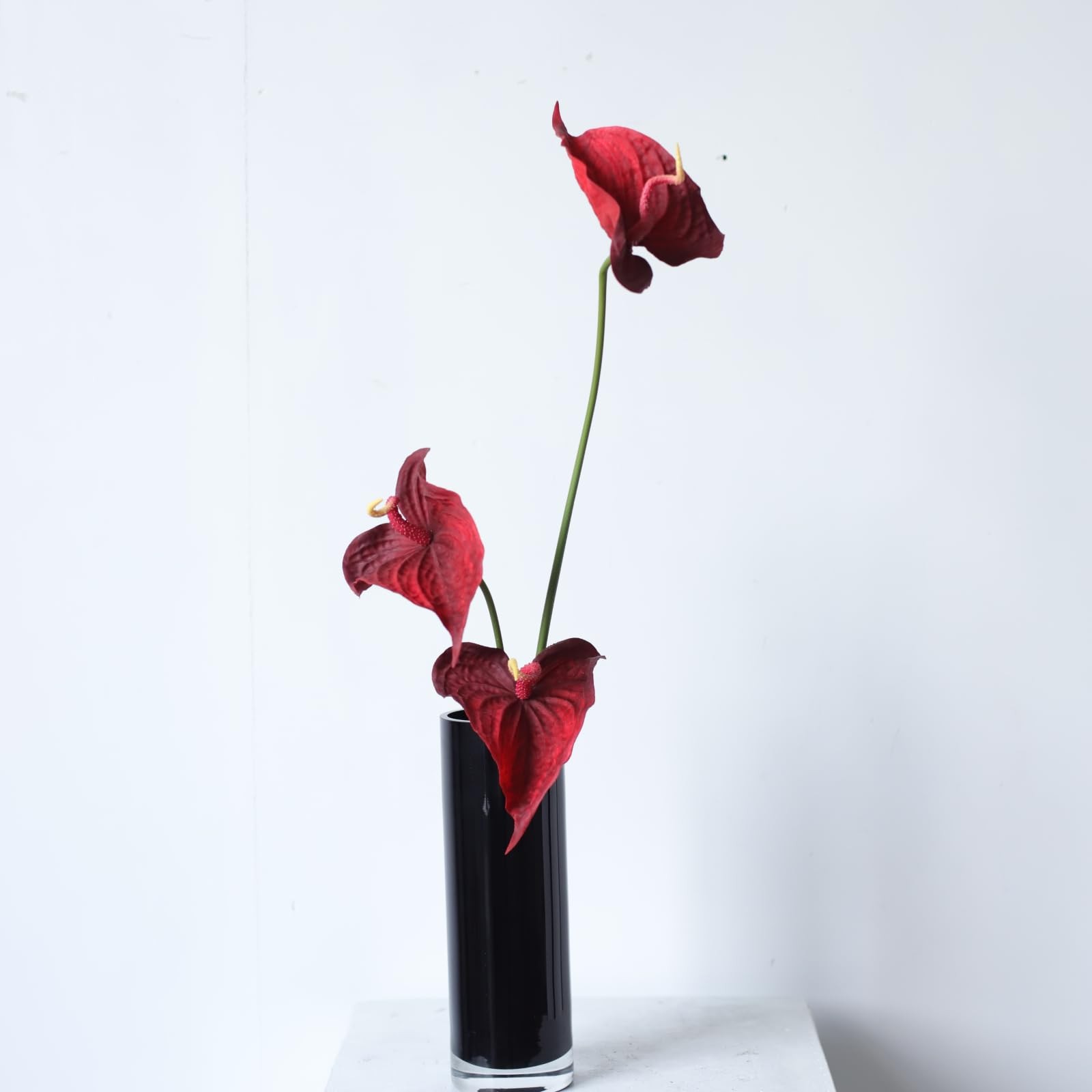 30″ Artificial Anthurium Lily Flowers 3pcs Red Fake Tropical Flowers for Vase…