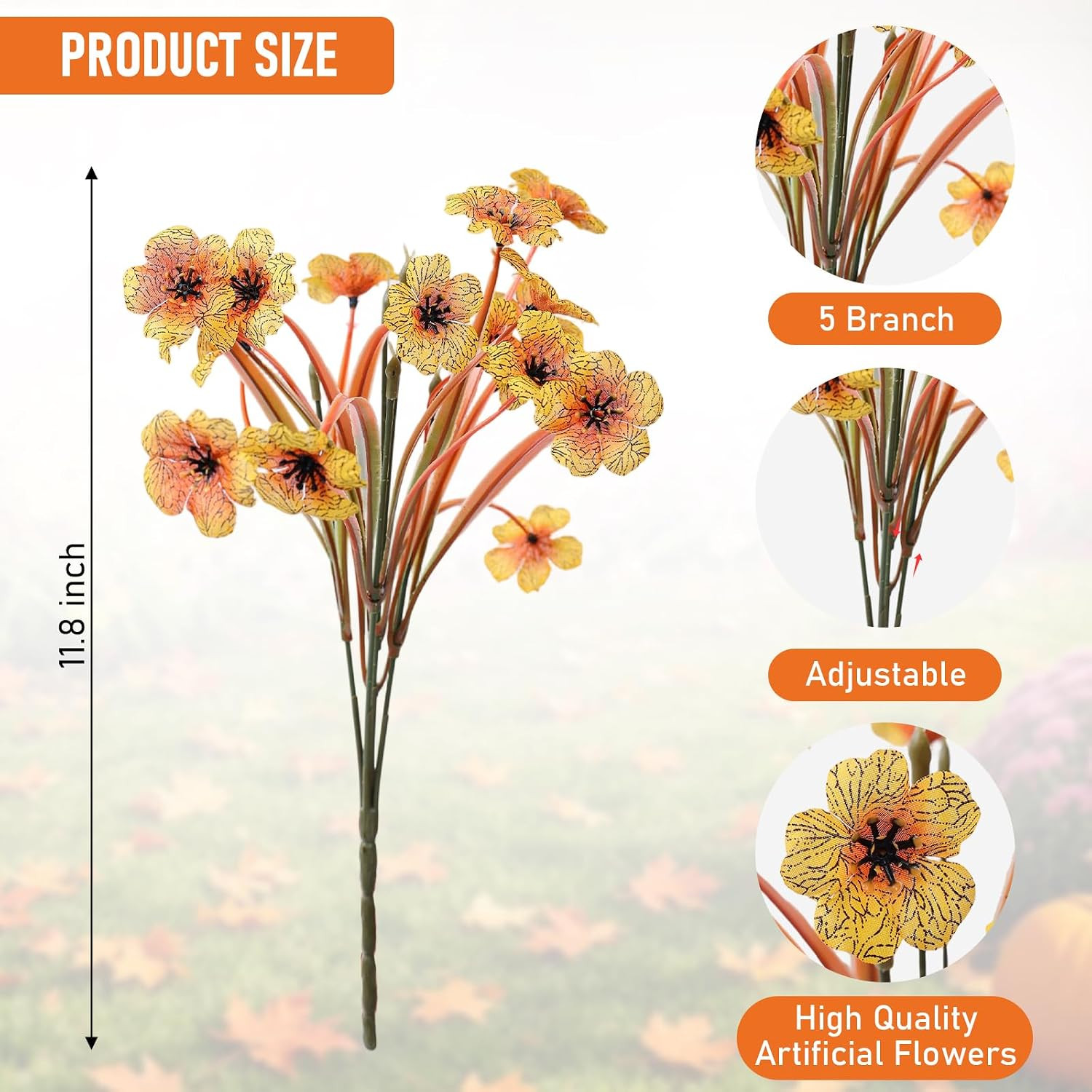 22 Pack Artificial Flowers Outdoor Fake Plants, Faux Flowers UV Resistant