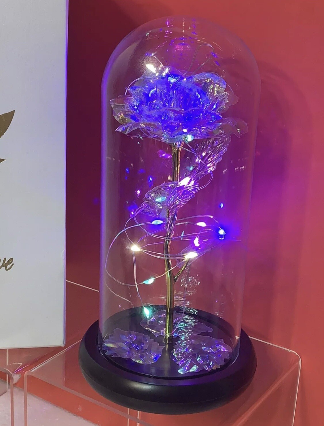 Rose Flower Home Glass LED Night Light Mother’s Day Gift / Xmas Decor