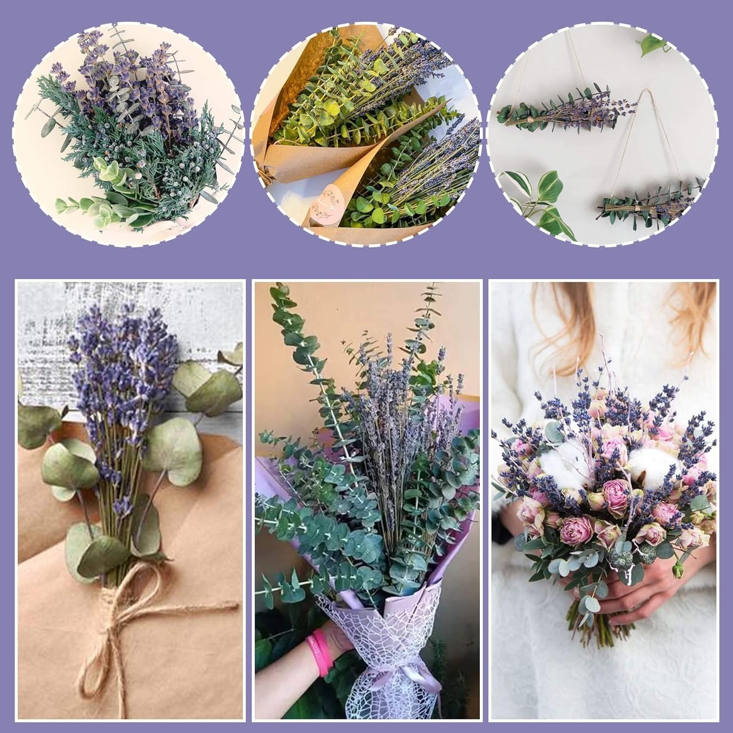 100 PCS dried eucalyptus stems and lavender flowers fit for shower decoration