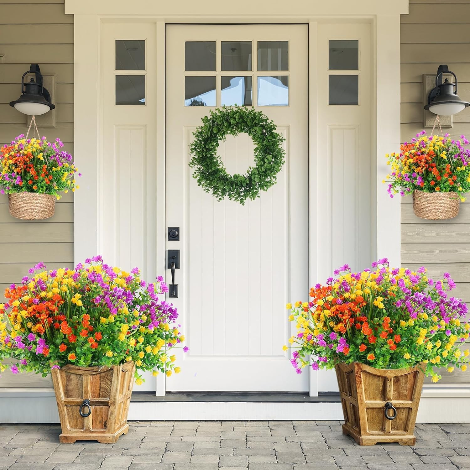 Vibrant UV Resistant Artificial Plants – 12 Bundles for Stylish Home Accents
