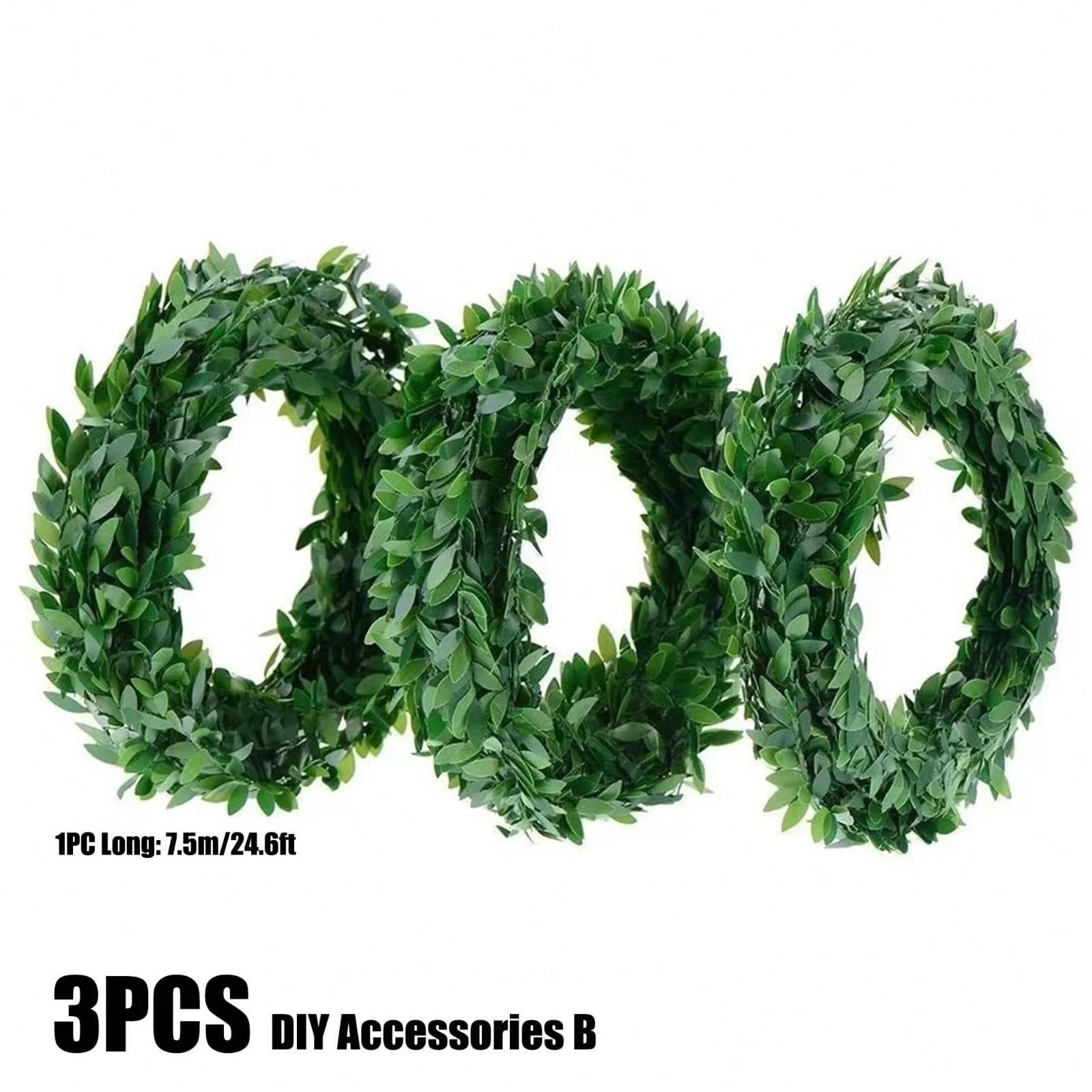NEW 3 Pcs 24.6Ft Iron Wire Leaf Garland, Green Willow Rattan for Wedding Mantel