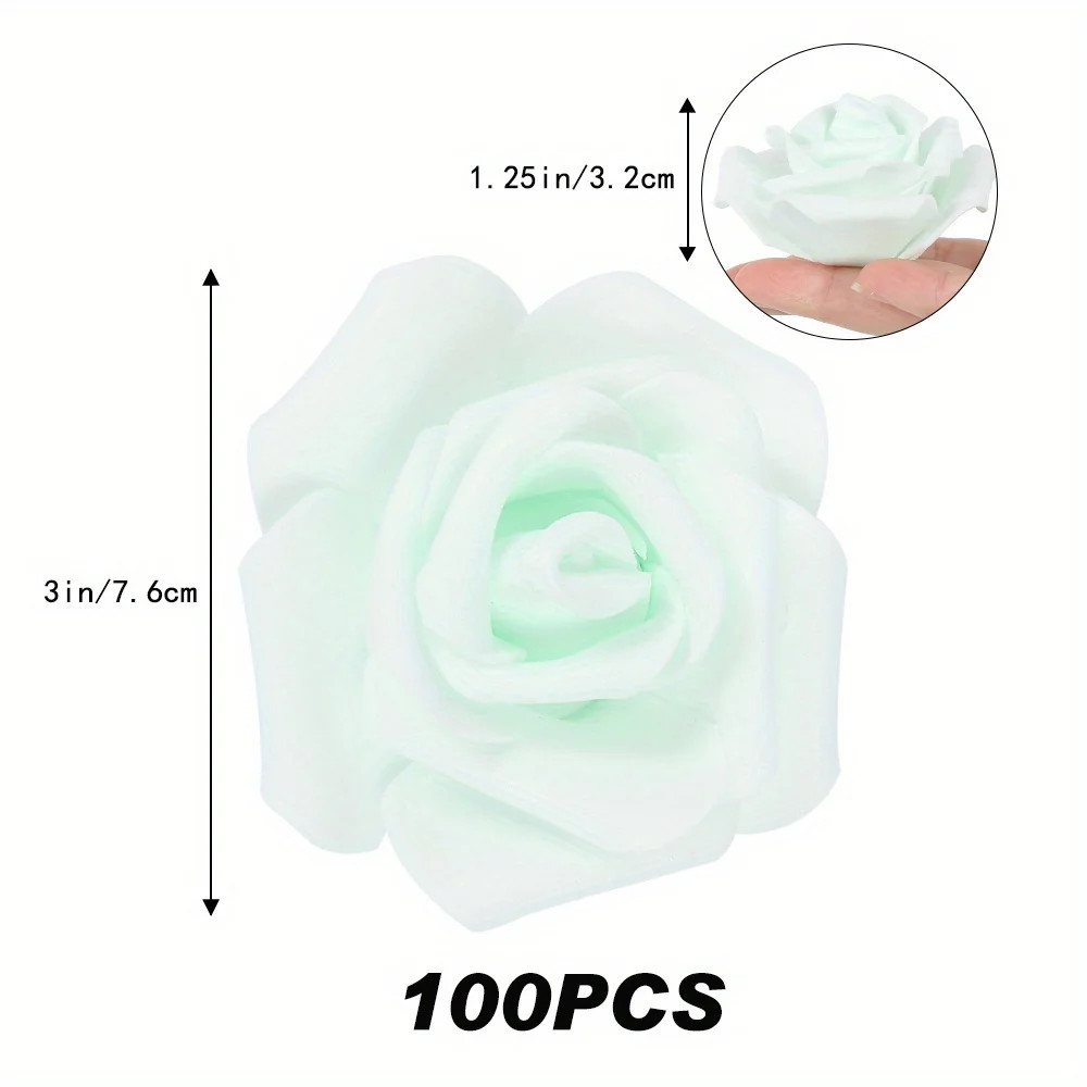 100PCS Artificial Foam Roses Realistic Flowers for Wedding Baby Shower Decor
