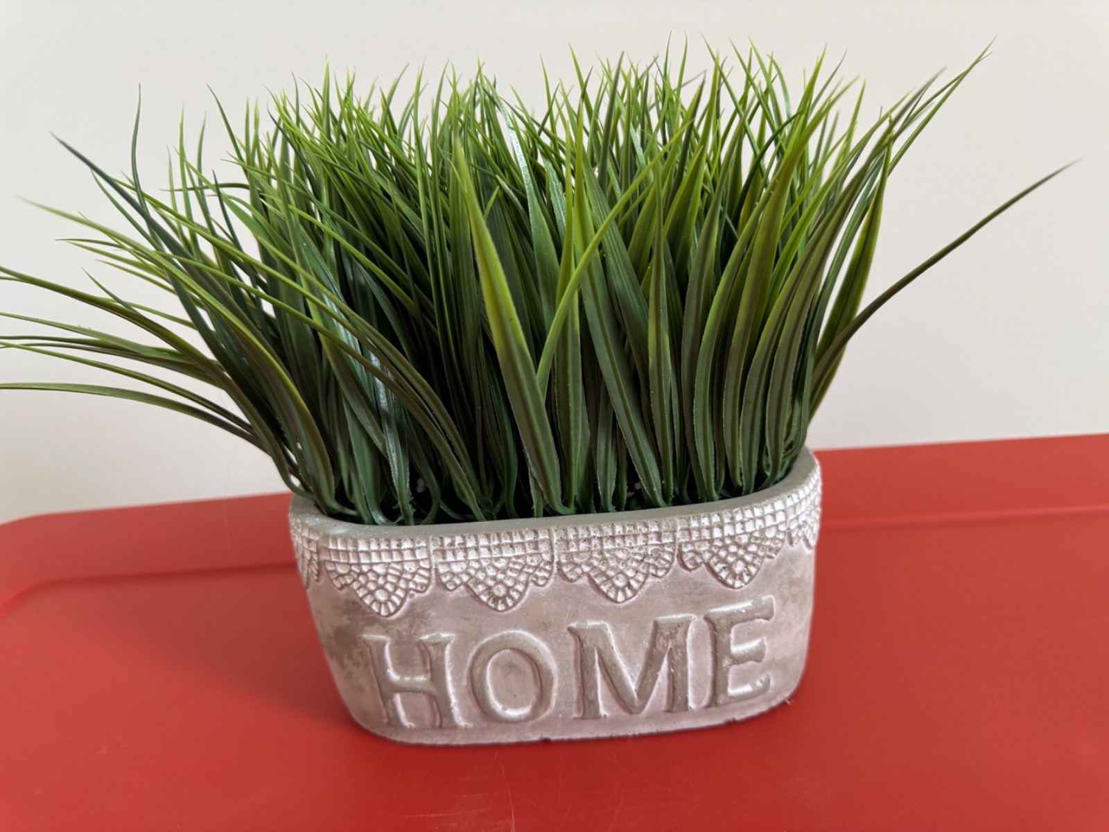HOME Artificial Grass in Concrete Planter Patio Decorative Accent