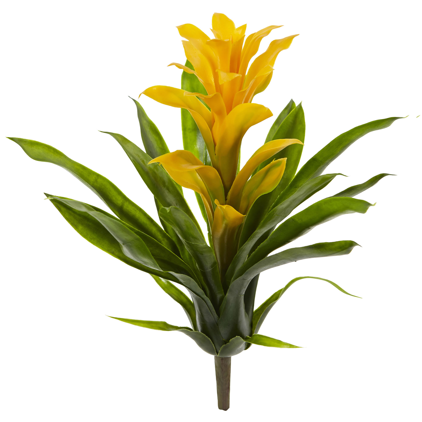 Nearly Natural 15” Bromeliad Artificial Yellow Flower w/ Green Leaves Set Of 4