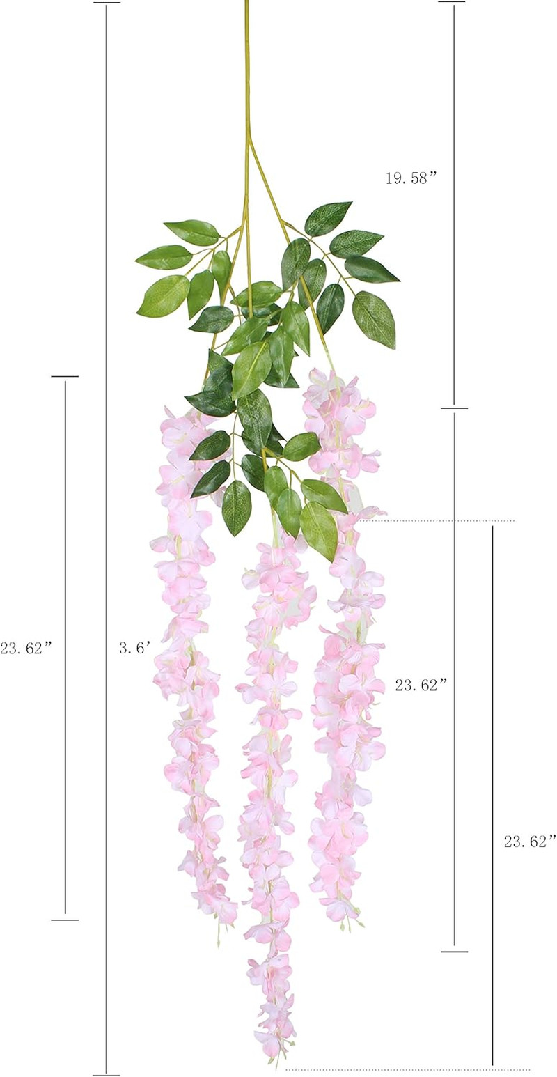 12 Piece Artificial Silk Wisteria Vine 3.6 Feet Ratta Hanging Flower Garland Str