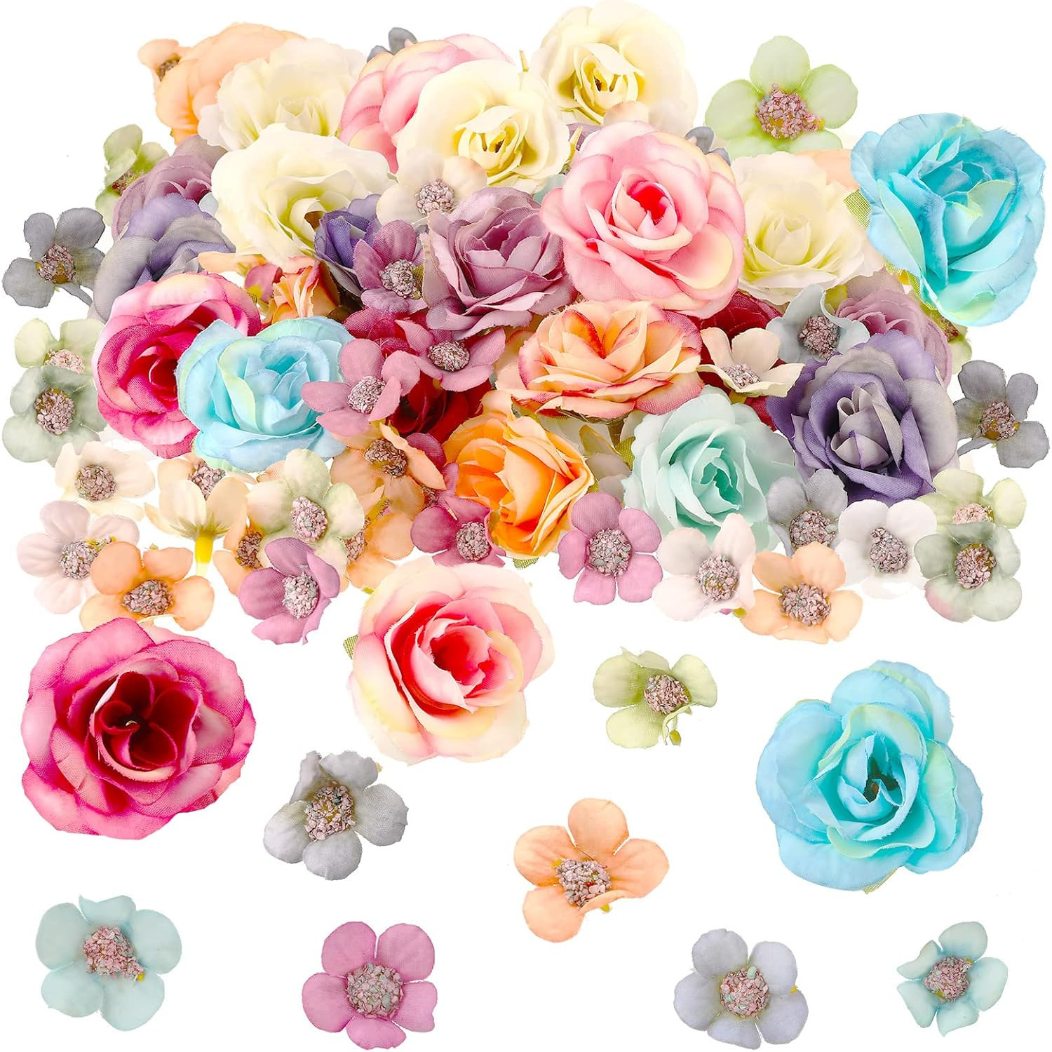 174 Pcs Fake Mini Flowers for Crafts Small Silk Artificial Fabric Flowers Bul…