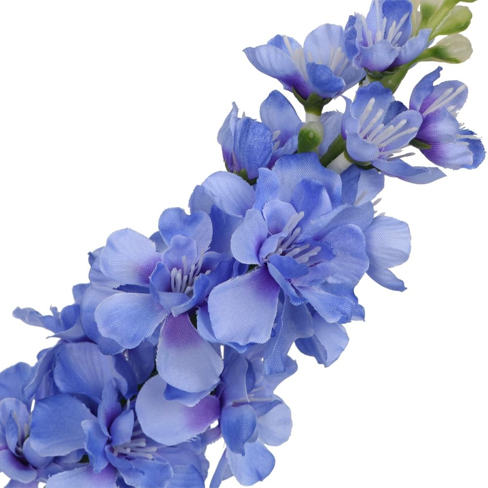 6 PCS Blue Delphinium Artificial Flowers Larkspur 17.5 Inch Silk Decor