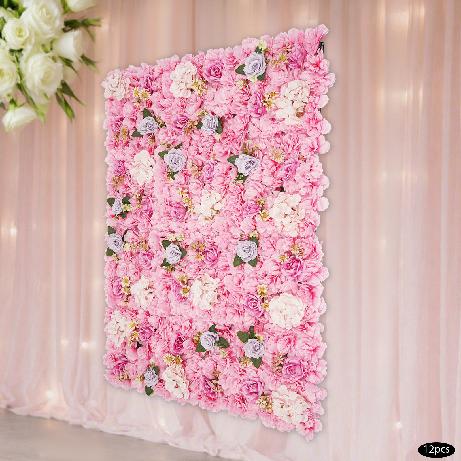 12 Pcs Artificial Flower Wall Panels, Artificial Flowers Wall Panel for Wedding