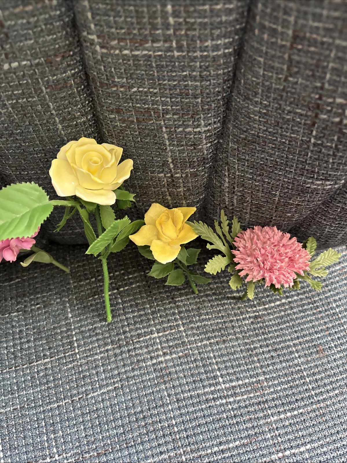 VTG Fine Bone China Flowers Crysanthemum & Yellow Rose Mixed Handmade Realistic