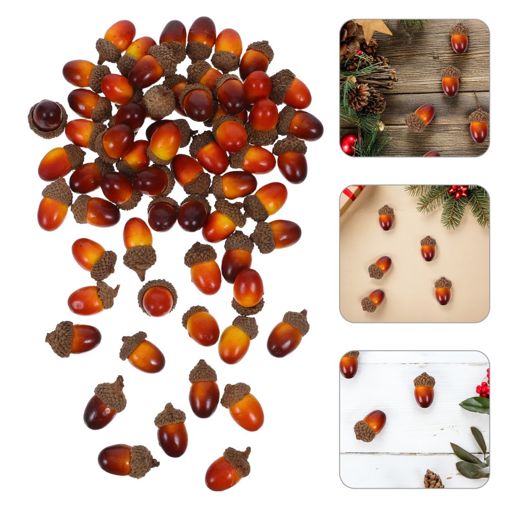 60 Pcs Acorn Bowl Filler Artificial Fruit Decor Mini Acorns Large