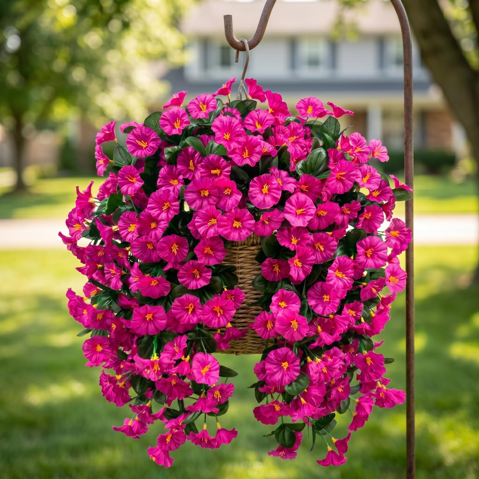 Ouddy Decor 3 Pcs Artificial Hanging Flowers for Outdoors, Fake Silk Hanging …