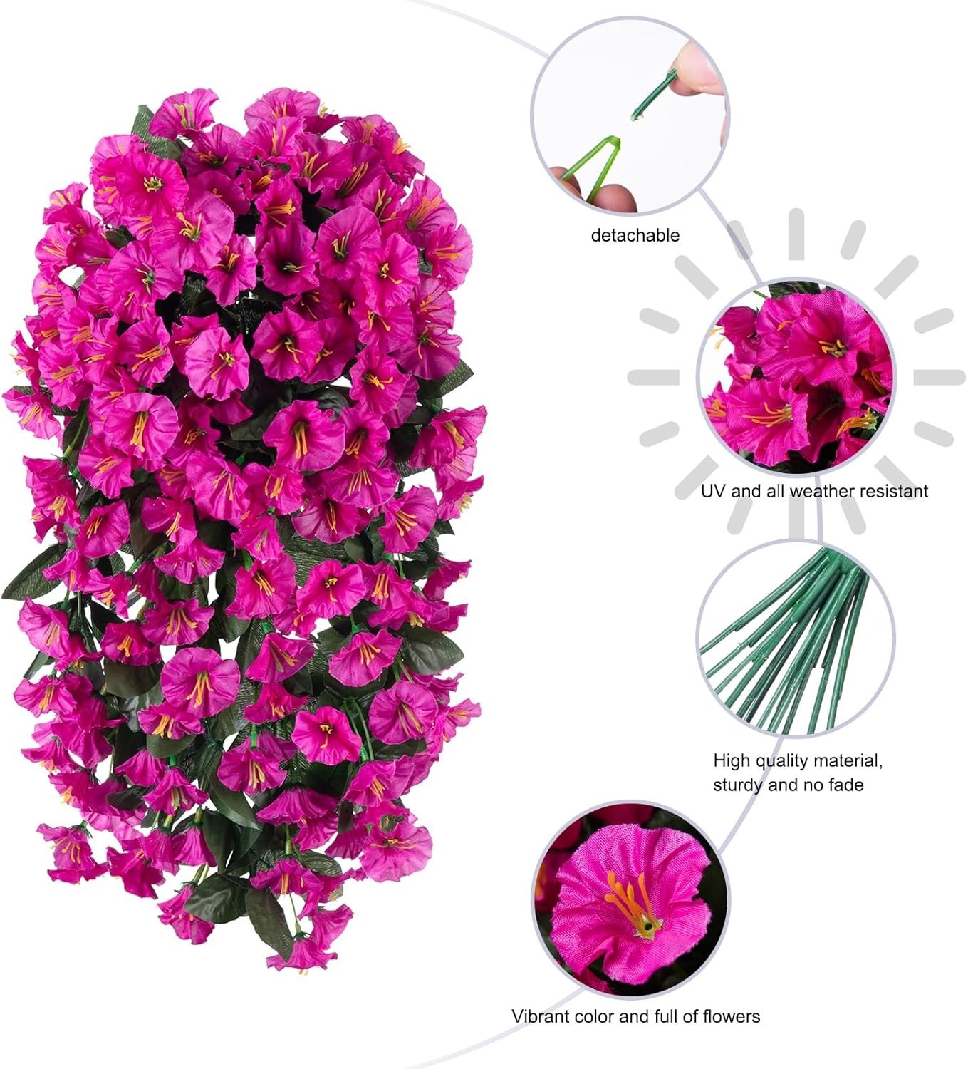 Artificial Fake Hanging Flowers Plants for Outdoor Outside Decoration, 2PCS F…