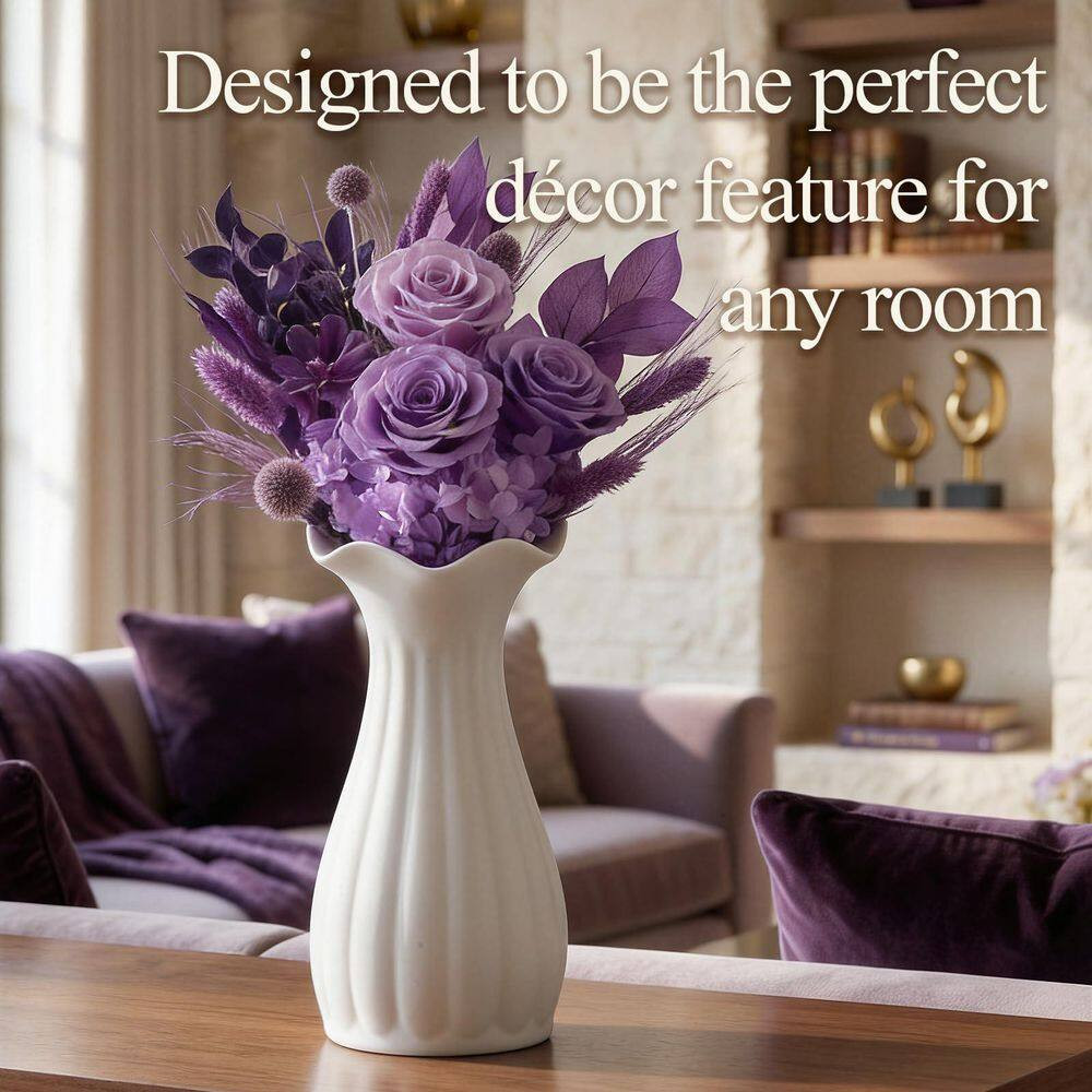 13.4 In. Purple Artificial Preserved Rose Bouquet-Includes Gift Box and Greeting
