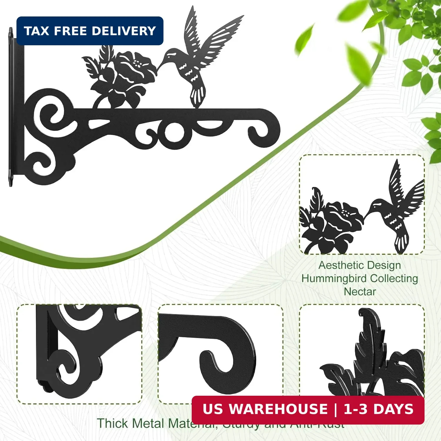 2-Pack Aesthetic Wall Plant Hanger Indoor and Outdoor – 10 Inch Metal Hanging Pl