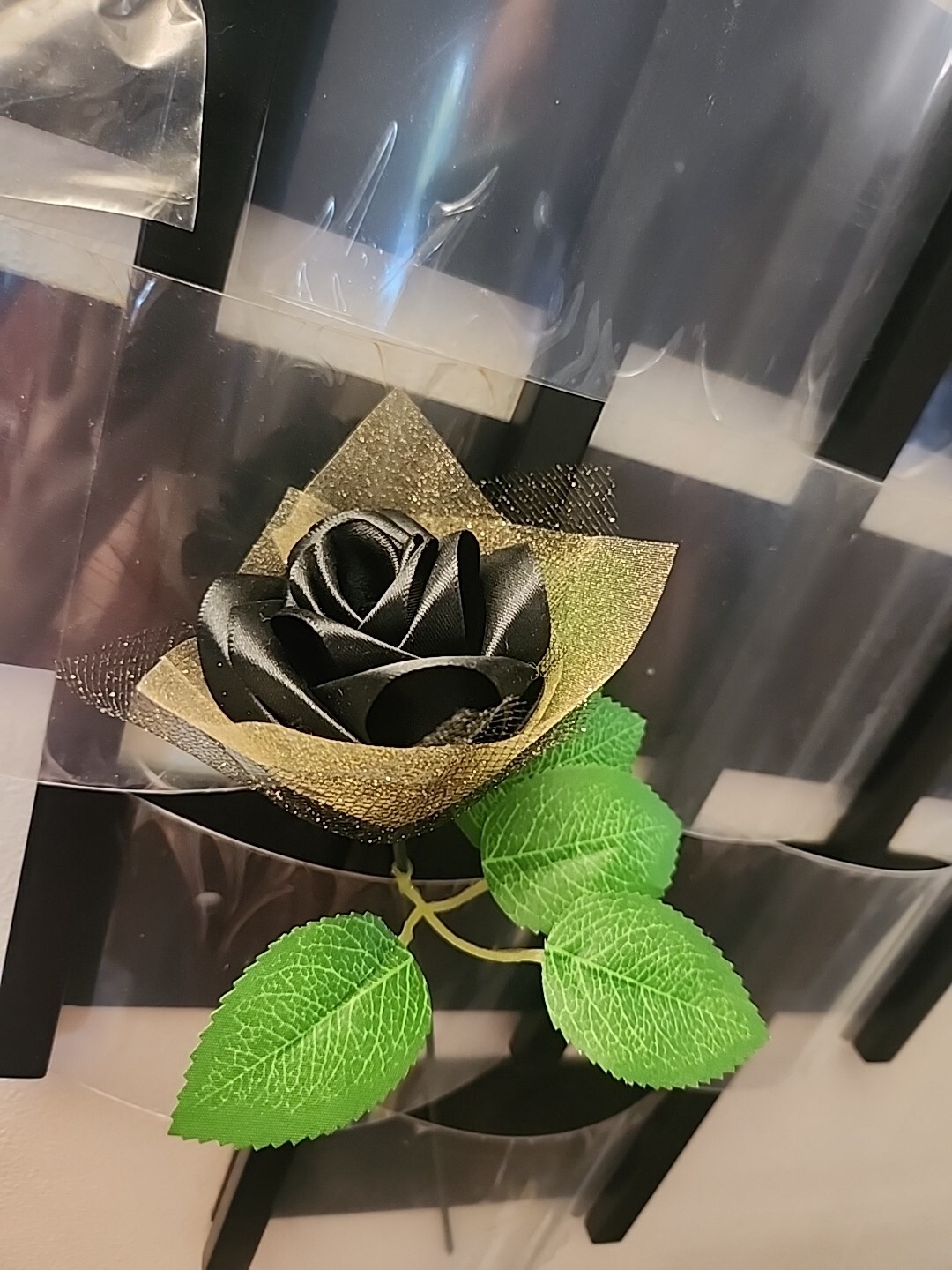 Black Satin Ribbon Rose