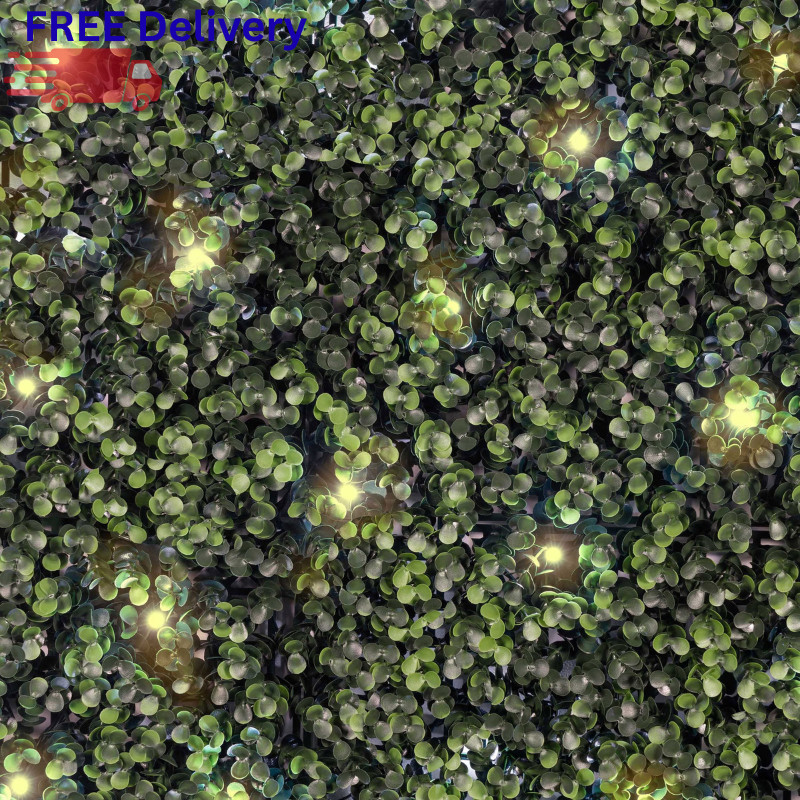 Artificial Hedge Panel with Lights 4-Pack Faux Greenery Wall Privacy Screen